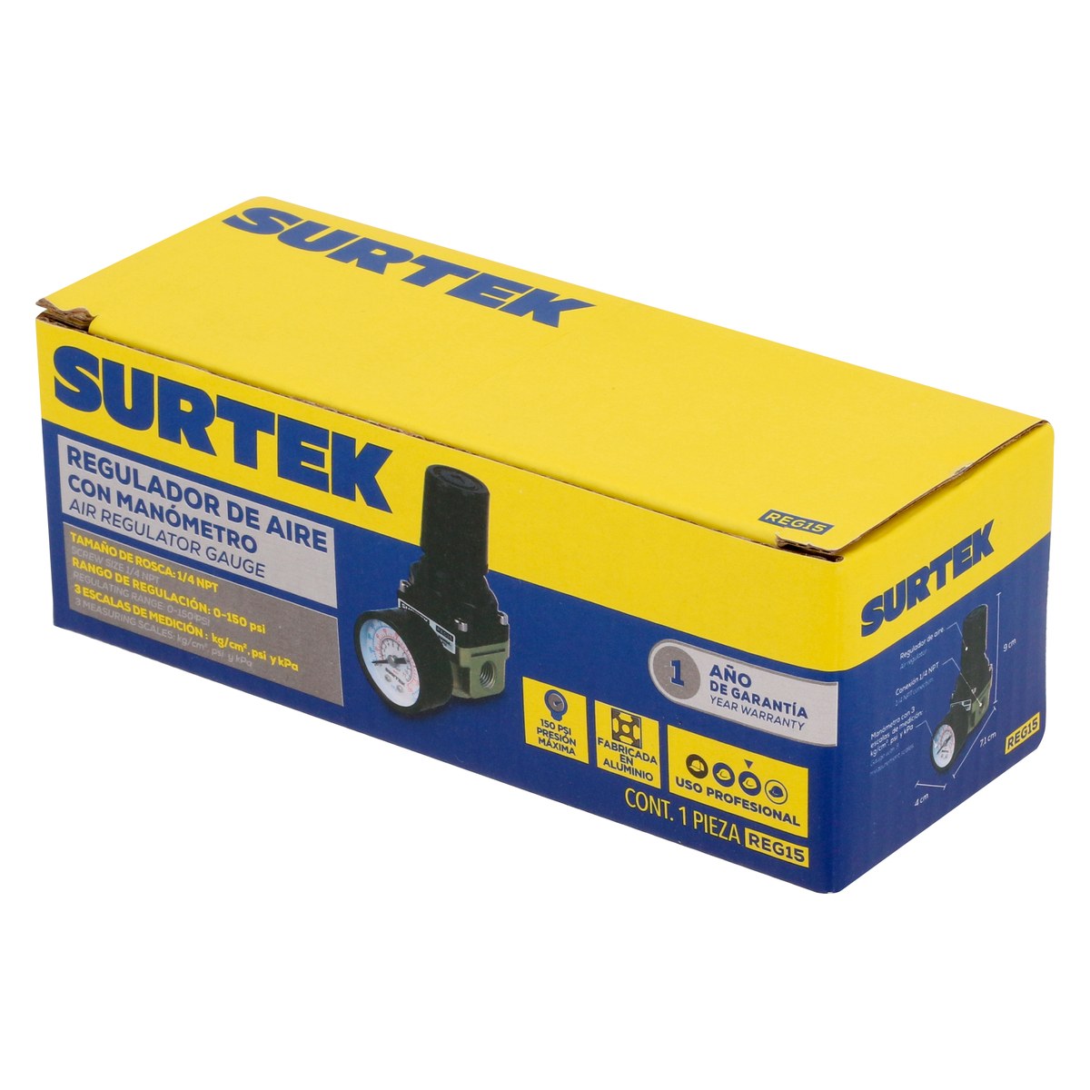 Regulador de aire con manómetro 150PSI Surtek - Imagen 2