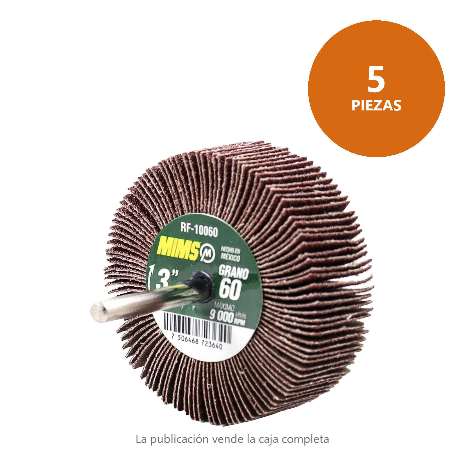 RUEDA FLAP MIMS C/VASTAGO (6MM) G60 3 X 1 (Precio x pieza - Empaque c/5 pzas) - Imagen 4