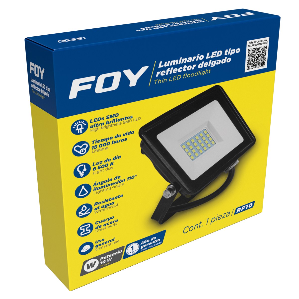 Reflector de LED SMD delgado 10 W de 1,000 lm Foy - Imagen 2