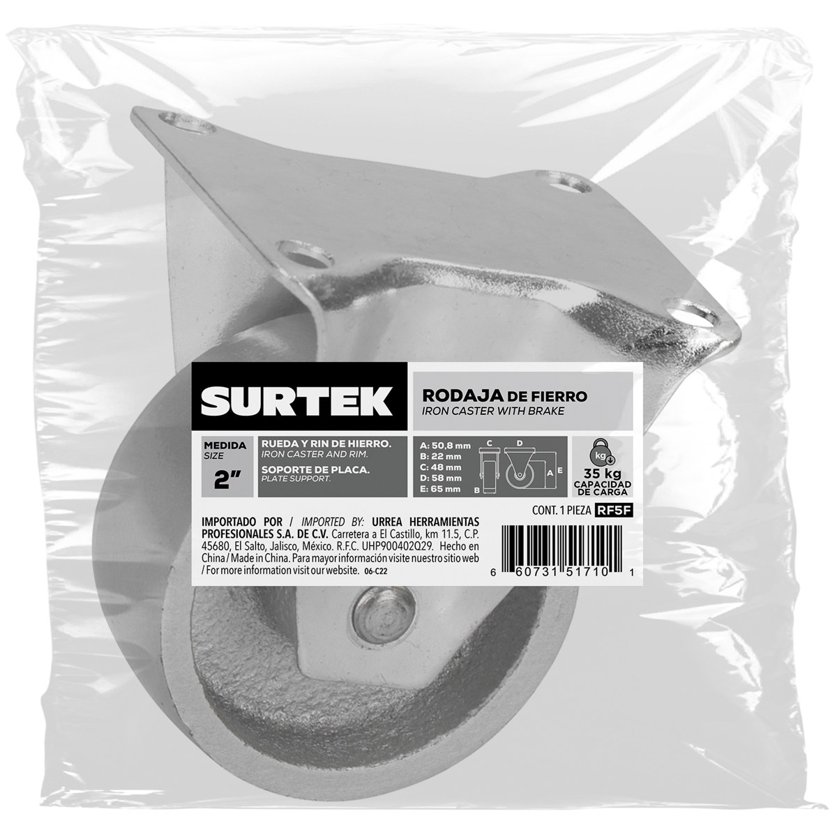 Rodaja de fierro fija 2" Surtek - Imagen 2