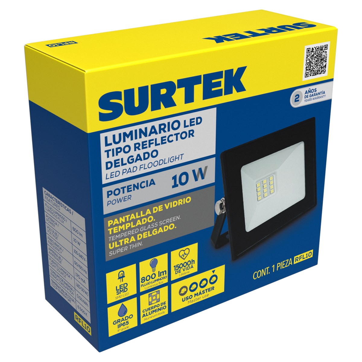 Reflector de LED SMD delgado 10 W de 800 lm Surtek - Imagen 2