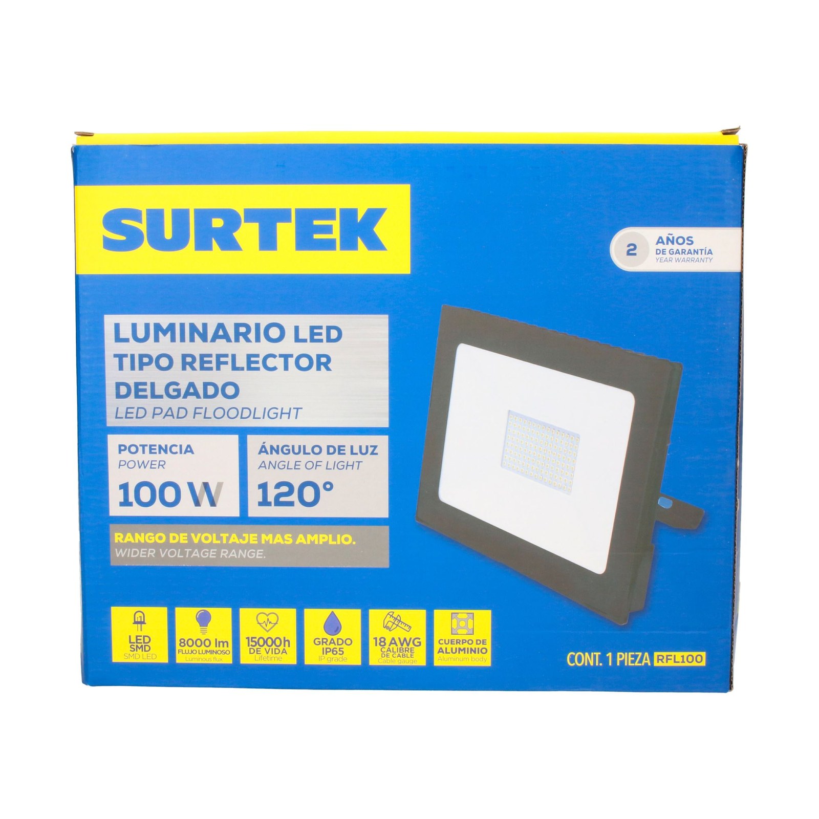 Reflector de LED SMD delgado 100 W de 8,000 lm Surtek - Imagen 3