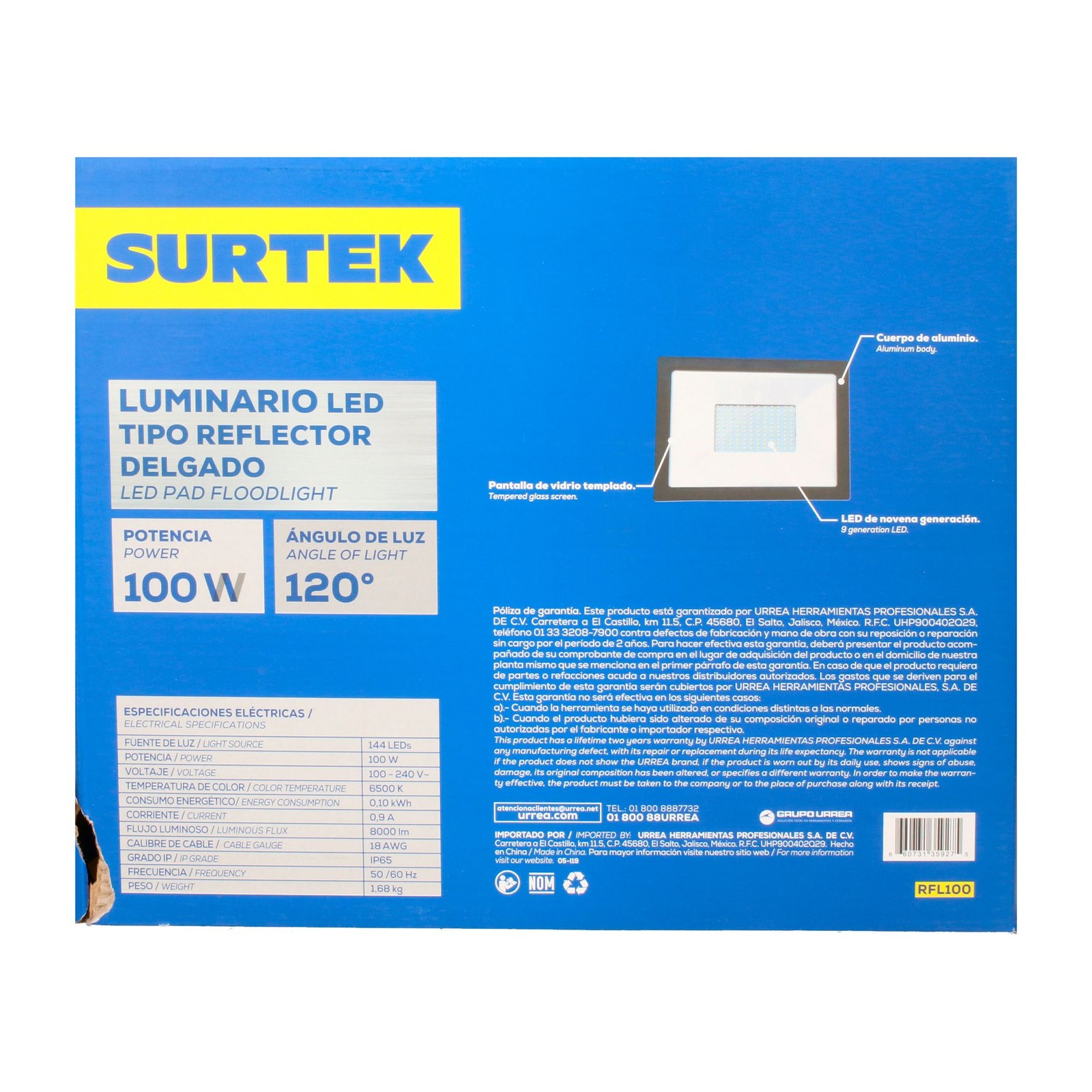 Reflector de LED SMD delgado 100 W de 8,000 lm Surtek - Imagen 4