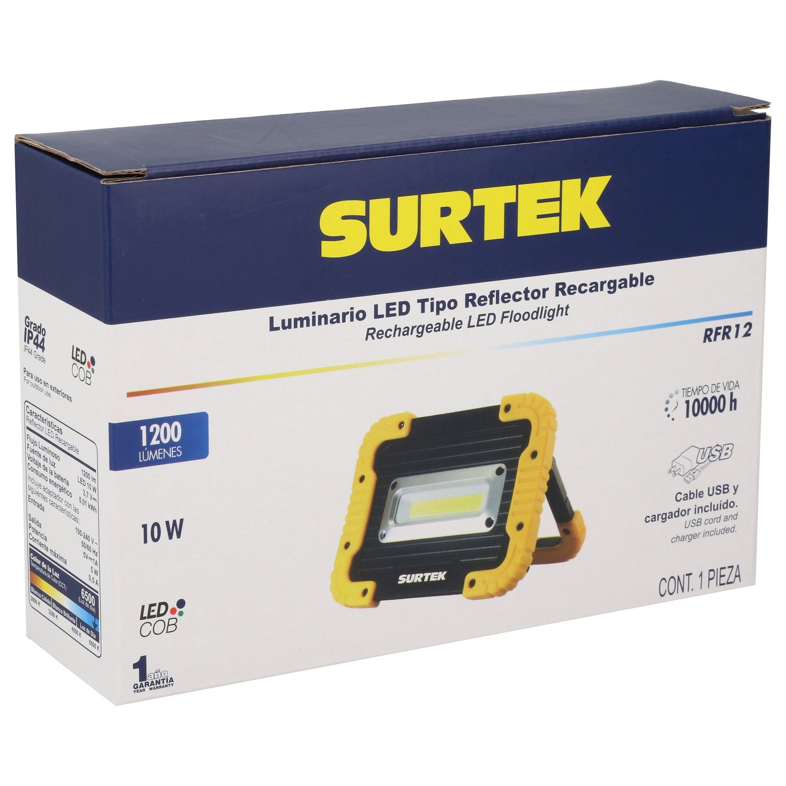 Reflector de LED recargable 12 W de 1,200 lm Surtek - Imagen 3