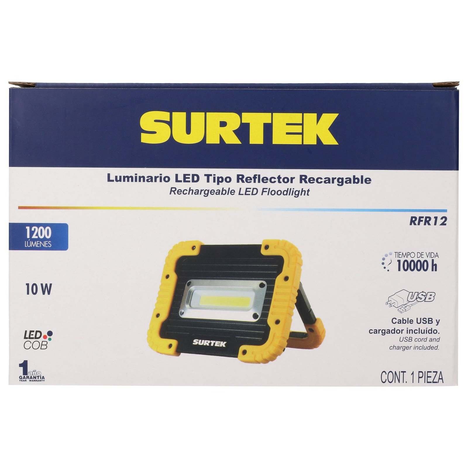Reflector de LED recargable 12 W de 1,200 lm Surtek - Imagen 4