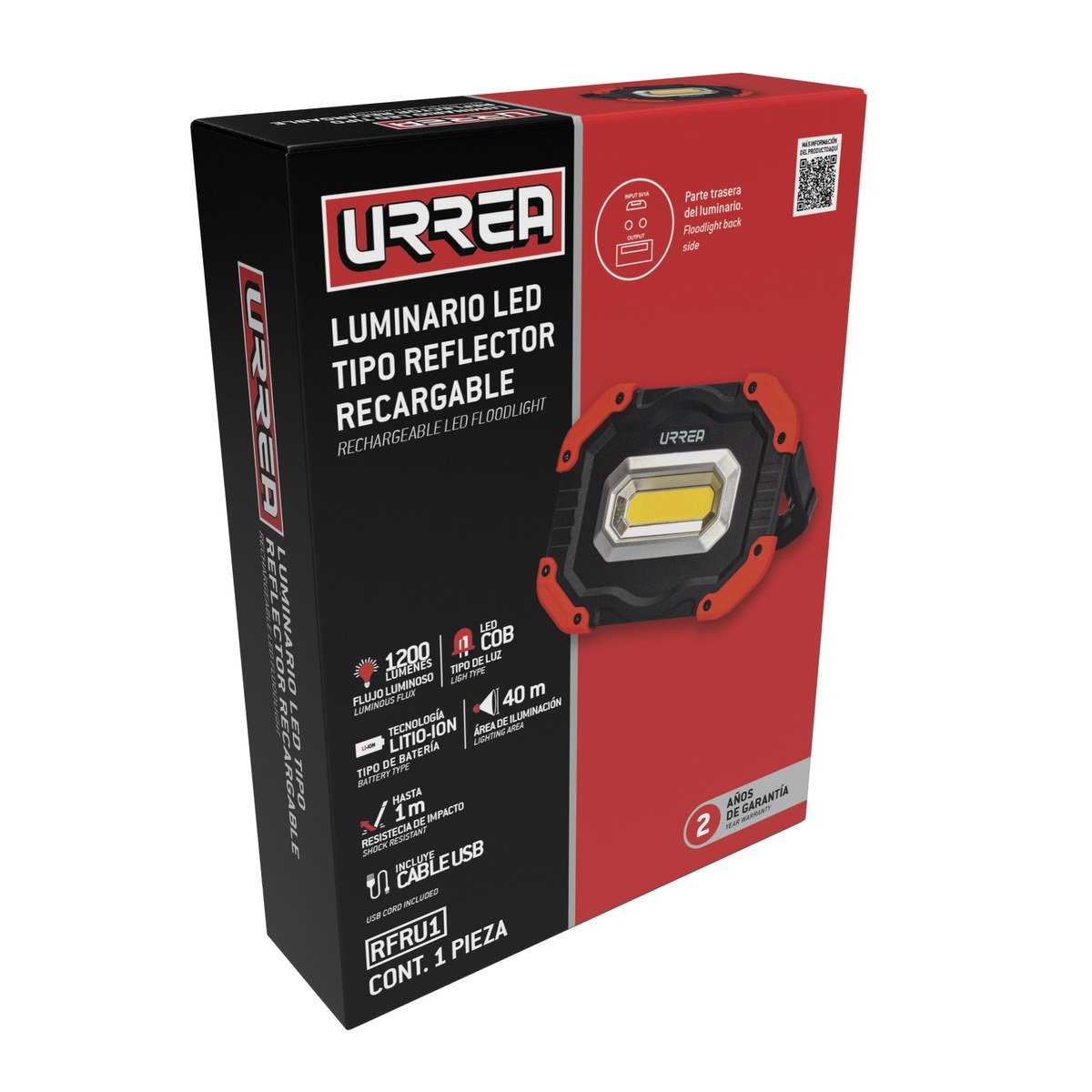 Reflector de LED recargable 12 W de 1,200 lm Urrea - Imagen 3