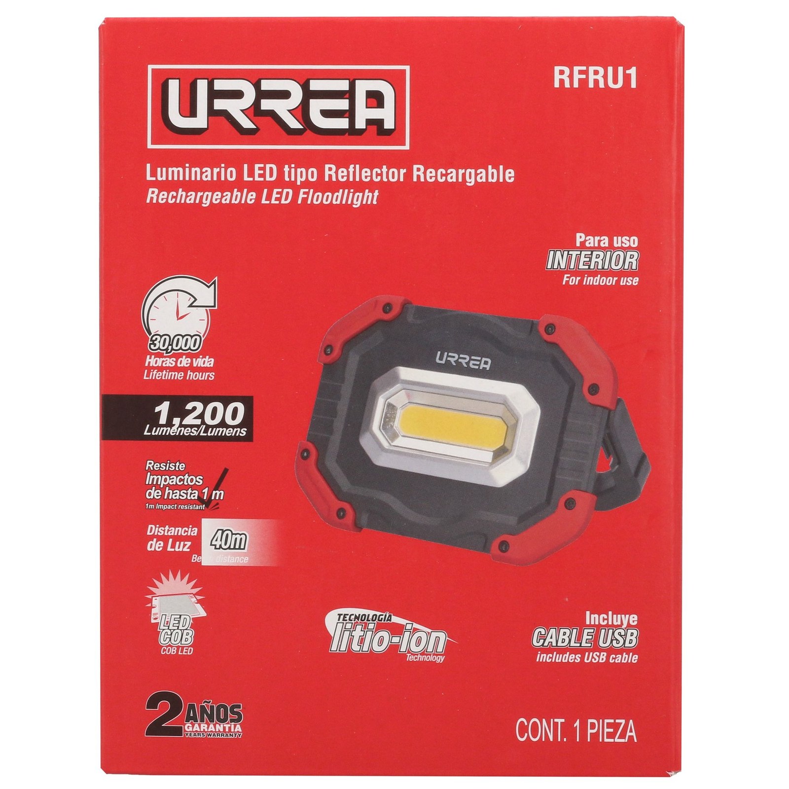 Reflector de LED recargable 12 W de 1,200 lm Urrea - Imagen 4