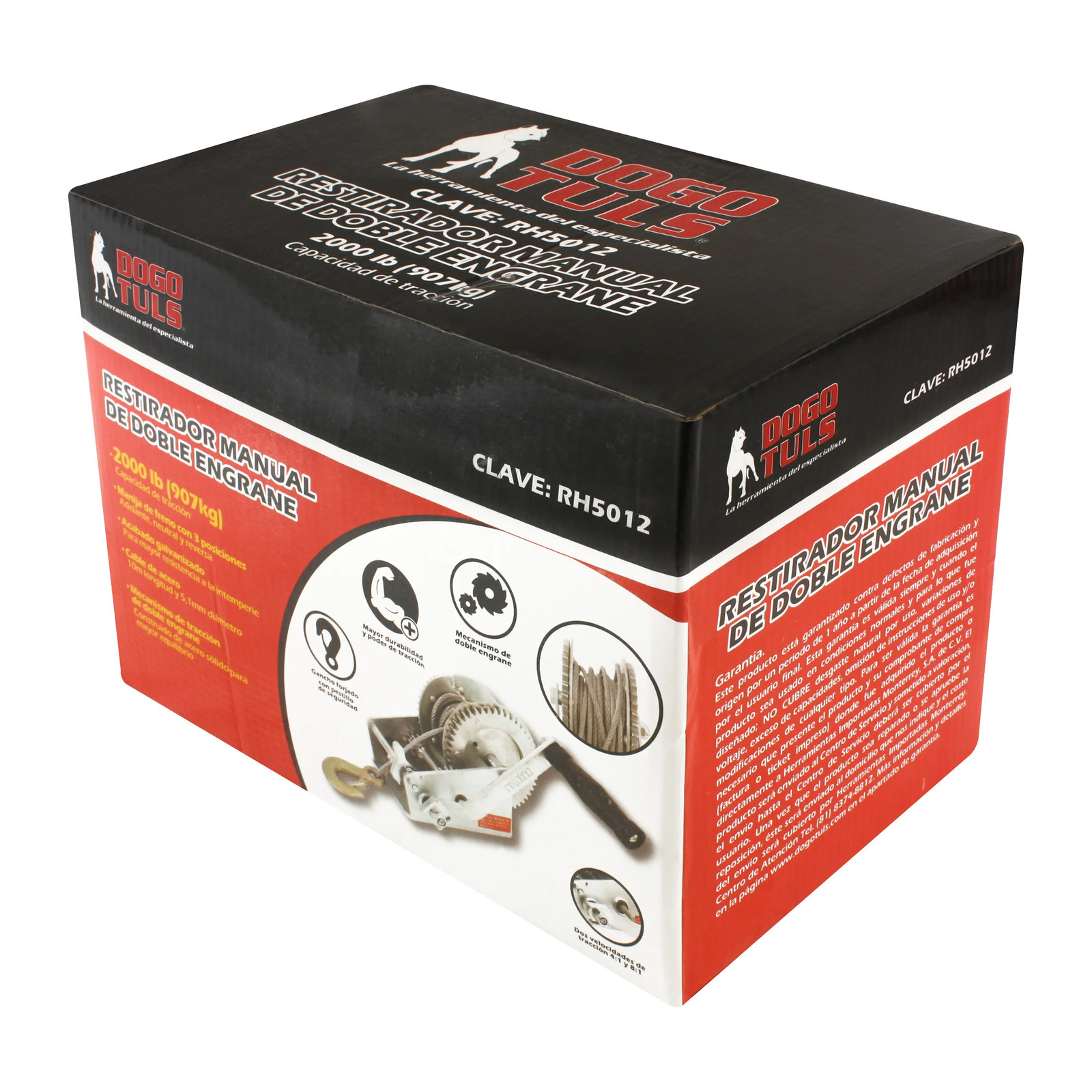 Restirador Doble Engrane 2000 lbs con Cable - Imagen 2