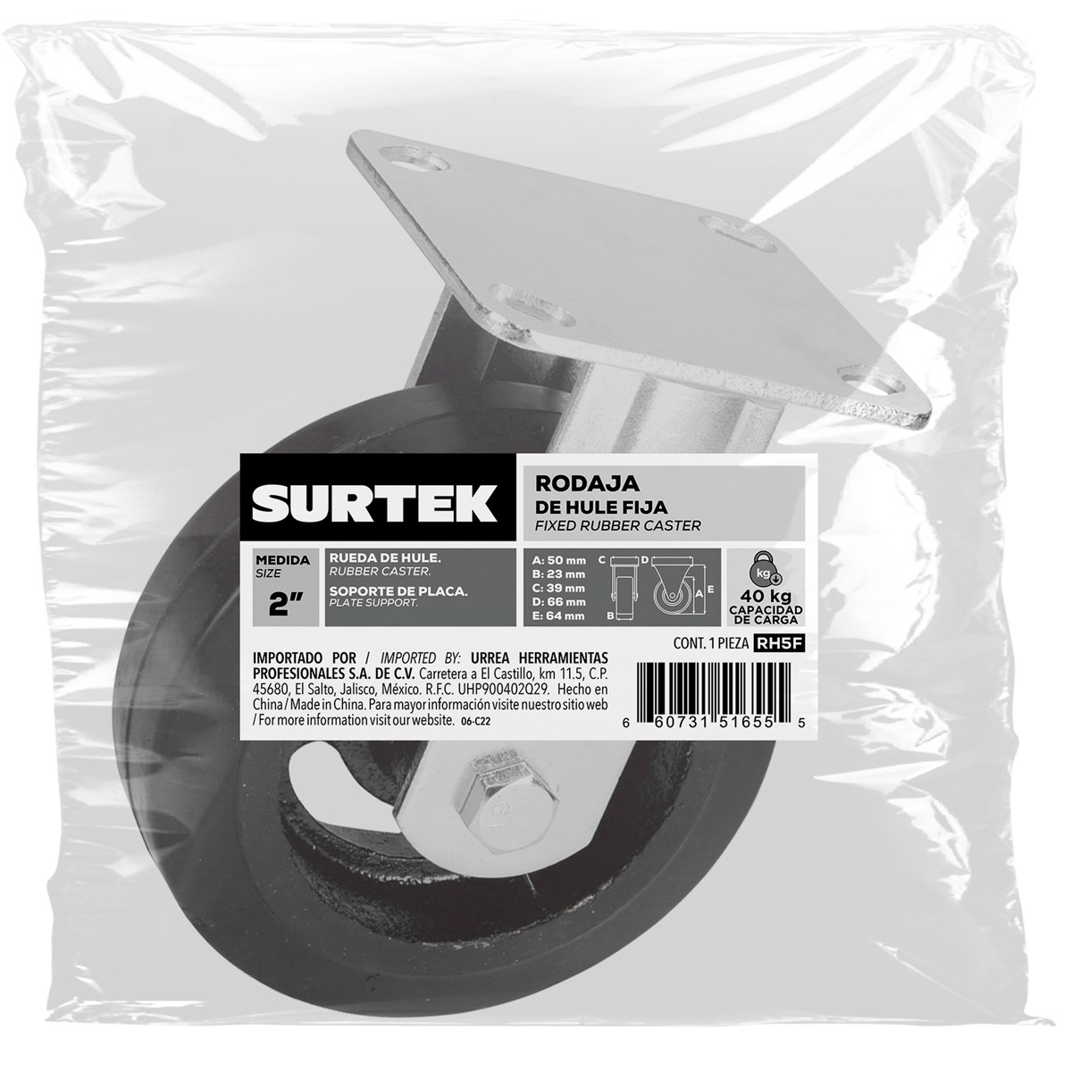 Rodaja de hule fija 2" Surtek - Imagen 2