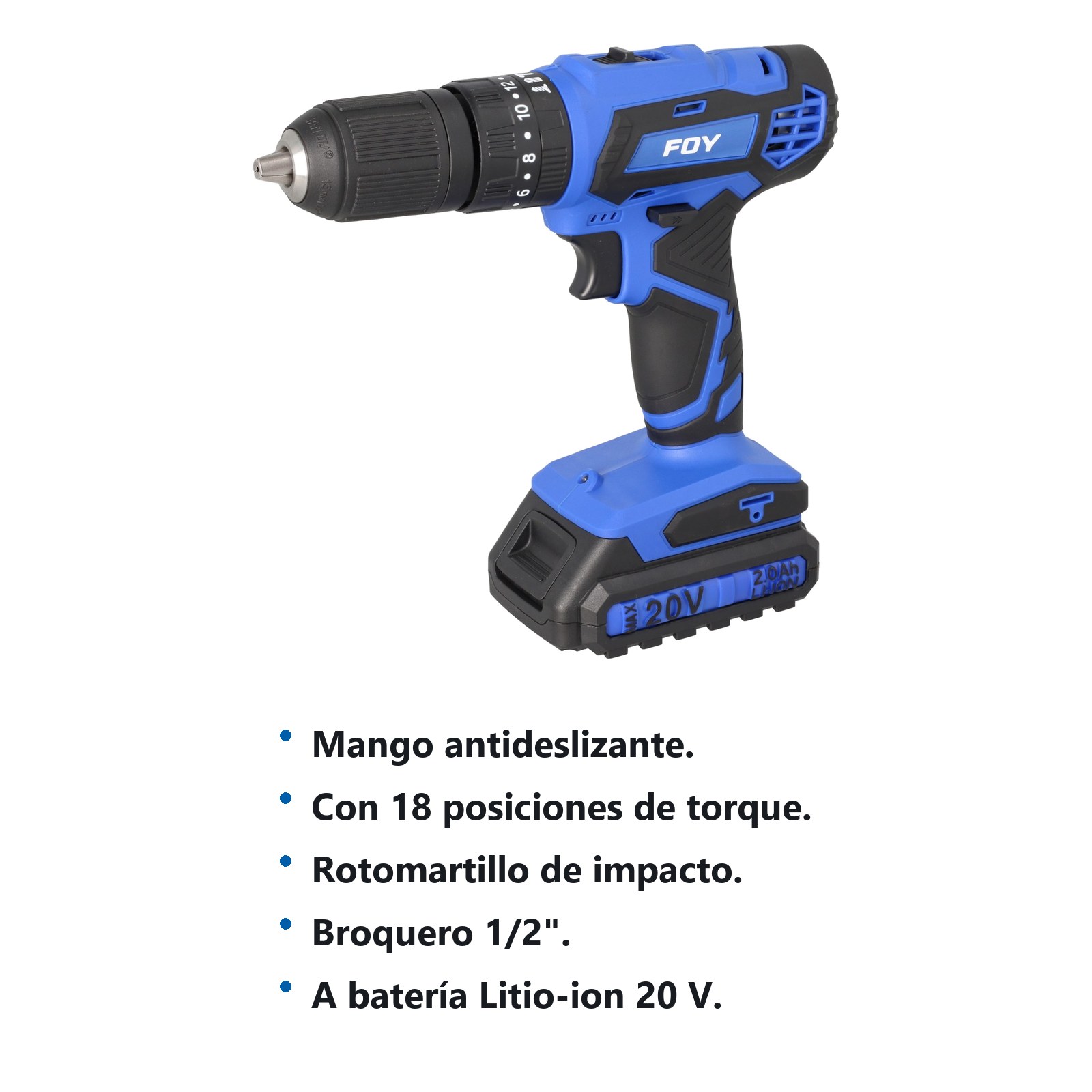Rotomartillo de impacto 1/2" a batería Litio-ion 20 V, 35 Nm Foy - Imagen 2