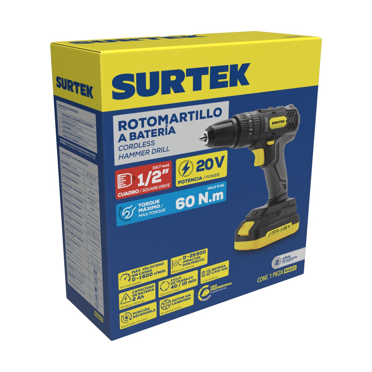 Rotomartillo de impacto 1/2" a batería Litio-ion 20 V, 38 Nm Surtek - Imagen 2