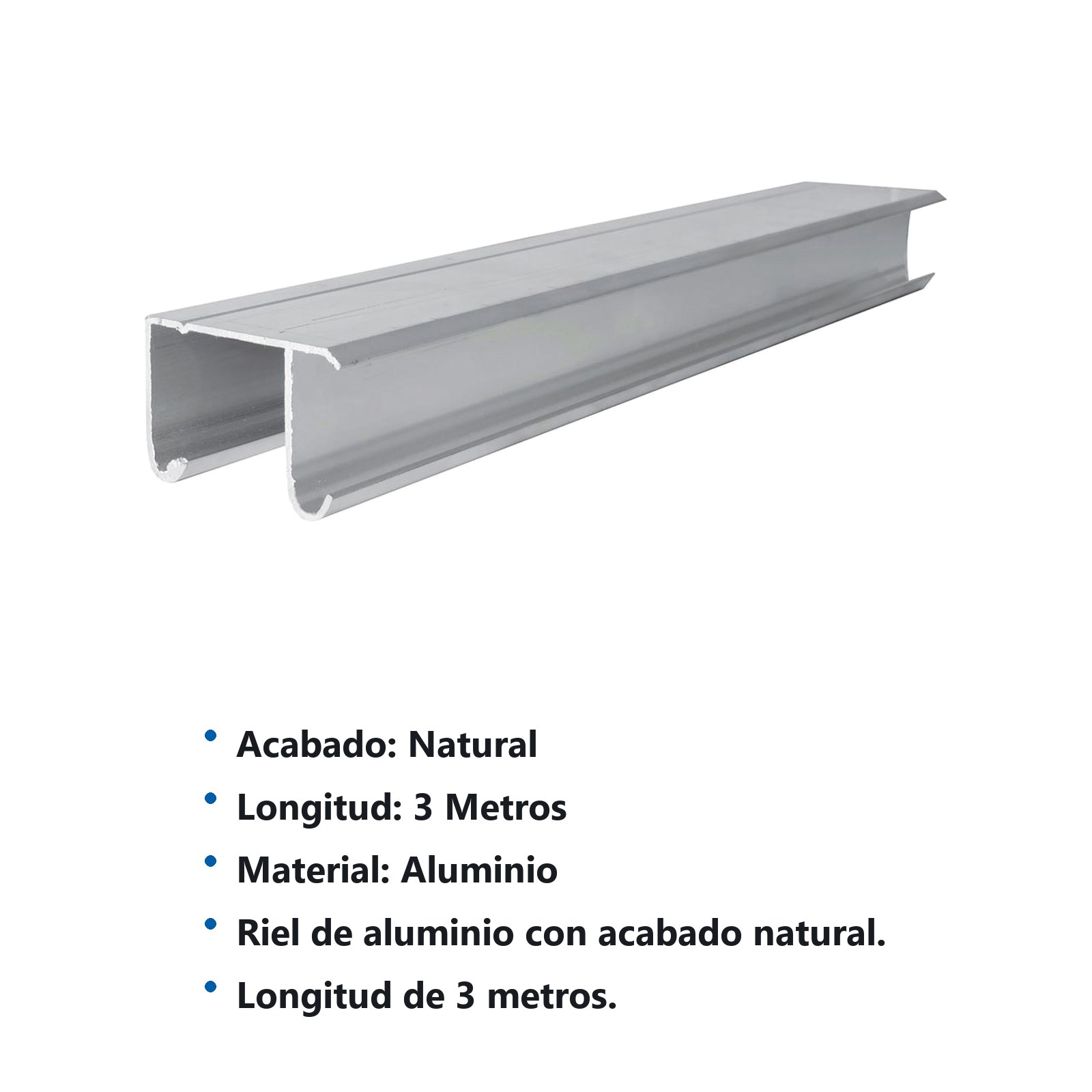Riel tipo JJ para clóset 3 m, de aluminio Lock - Imagen 2