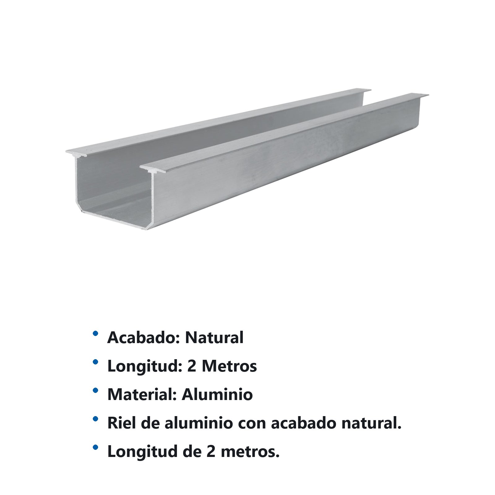 Riel tipo TT para clóset 2 m, de aluminio Lock - Imagen 2