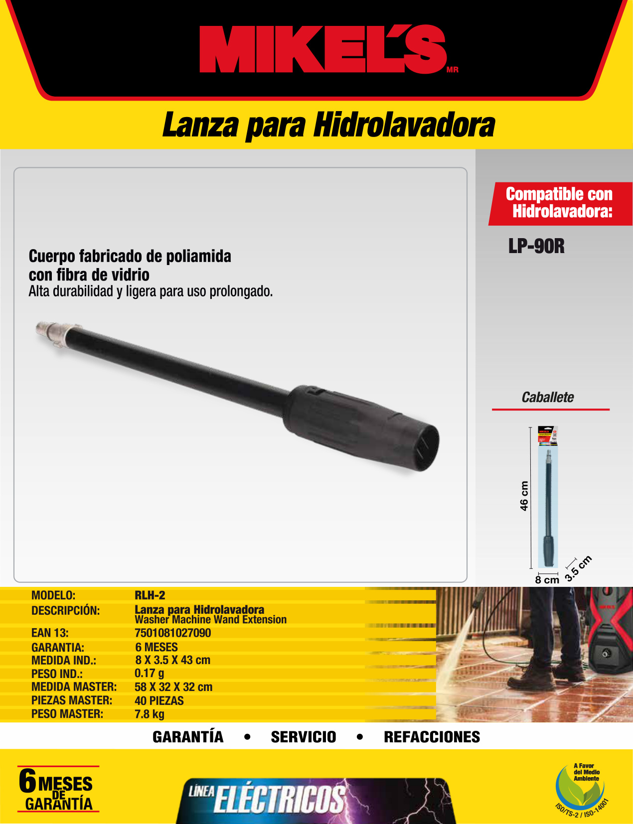 MIKELS RLH-2 Lanza para hidrolavadora (Modelo MKS: LP-90R) - Imagen 2