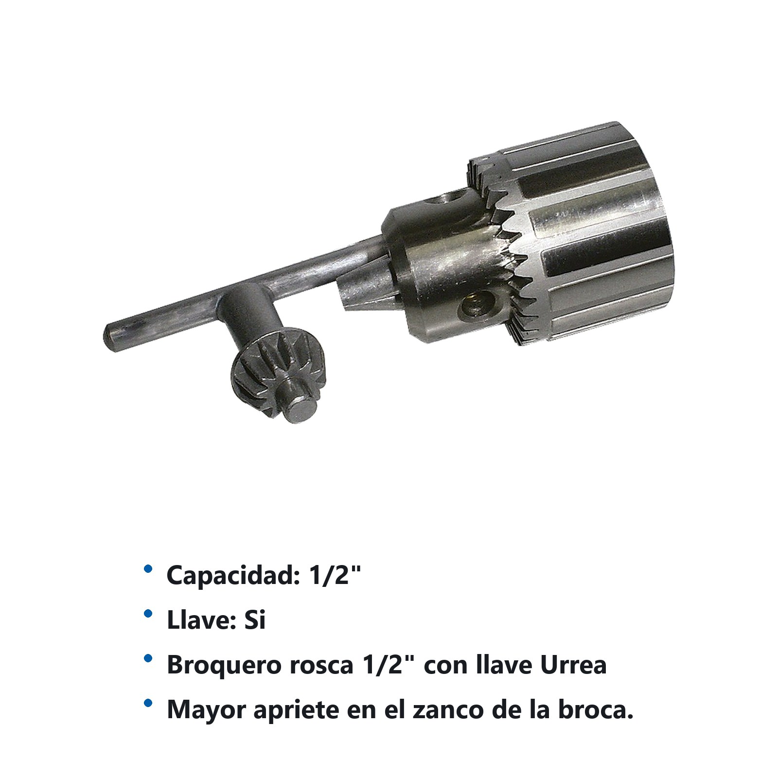 Broquero para rotomartillos 1/2" con rosca 3/8" - 24NF con llave Urrea - Imagen 2