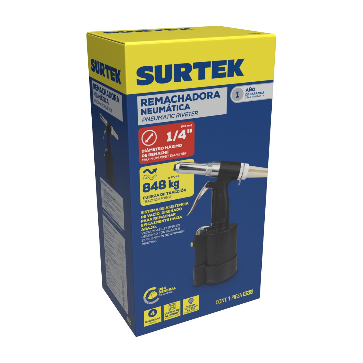 Remachadora neumática para boquillas 1/8" a 1/4" Surtek - Imagen 2