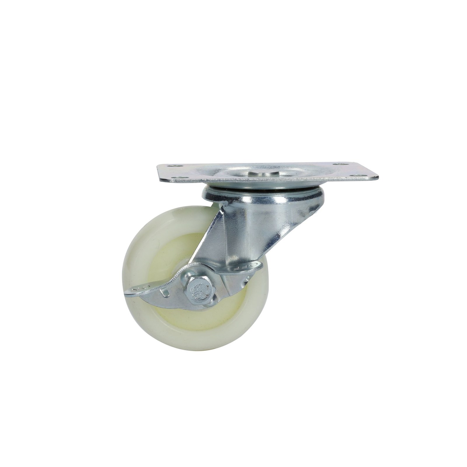 Rodaja de polipropileno blanca giratoria con freno 3" Surtek - Imagen 3