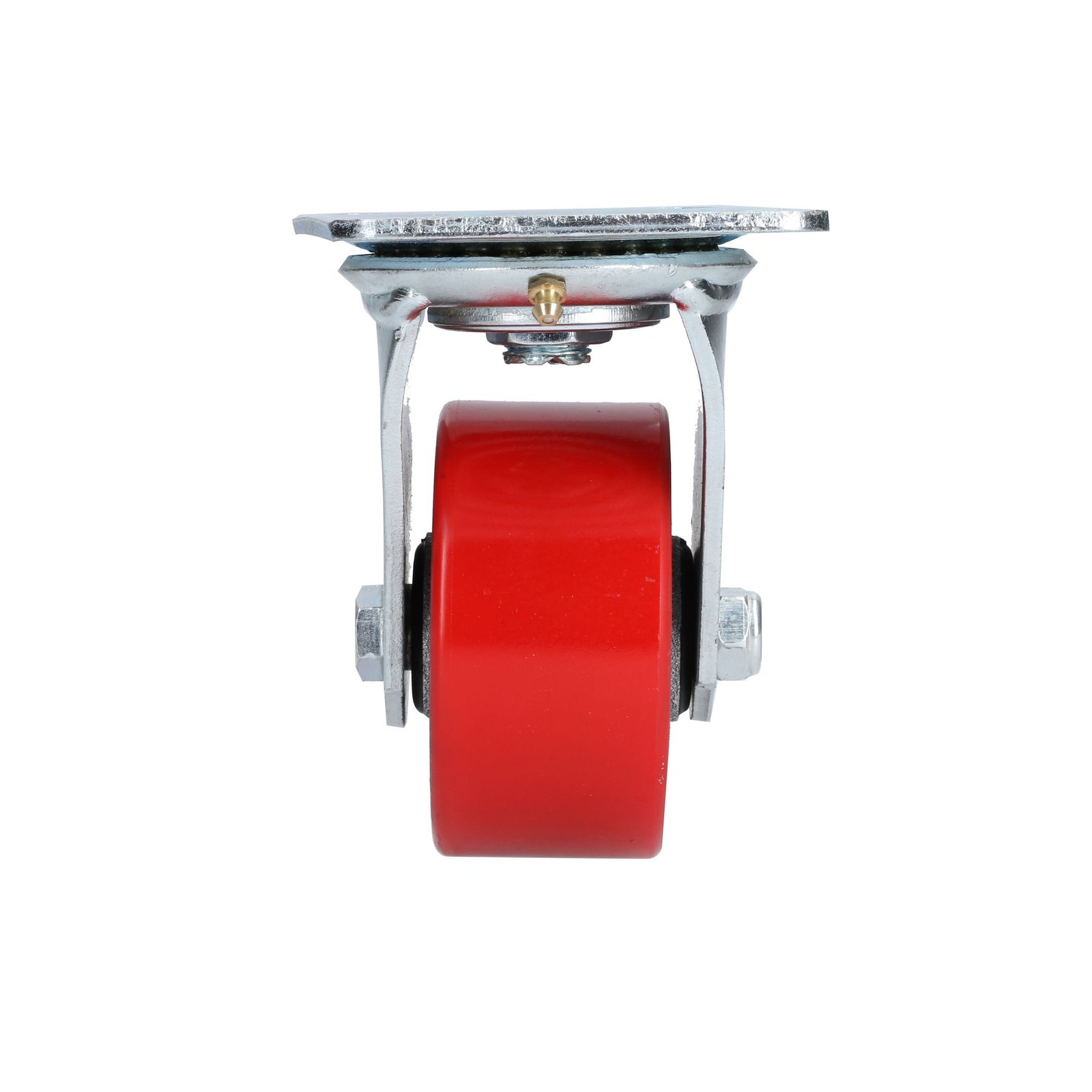 Rodaja de fierro con poliuretano rojo giratoria 4" Surtek - Imagen 2