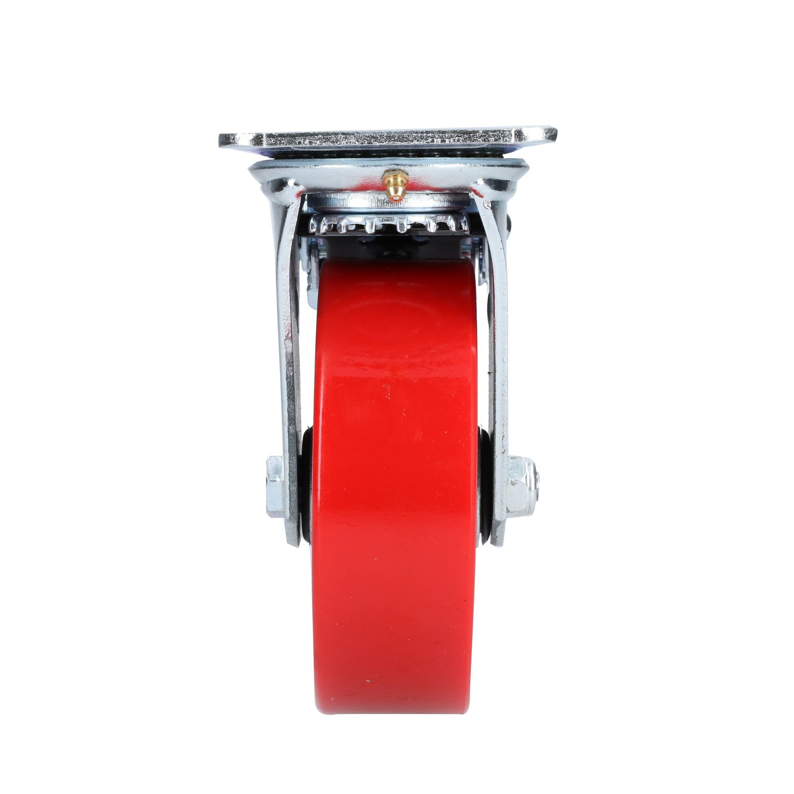 Rodaja de fierro con poliuretano rojo giratoria con freno 6" Surtek - Imagen 2
