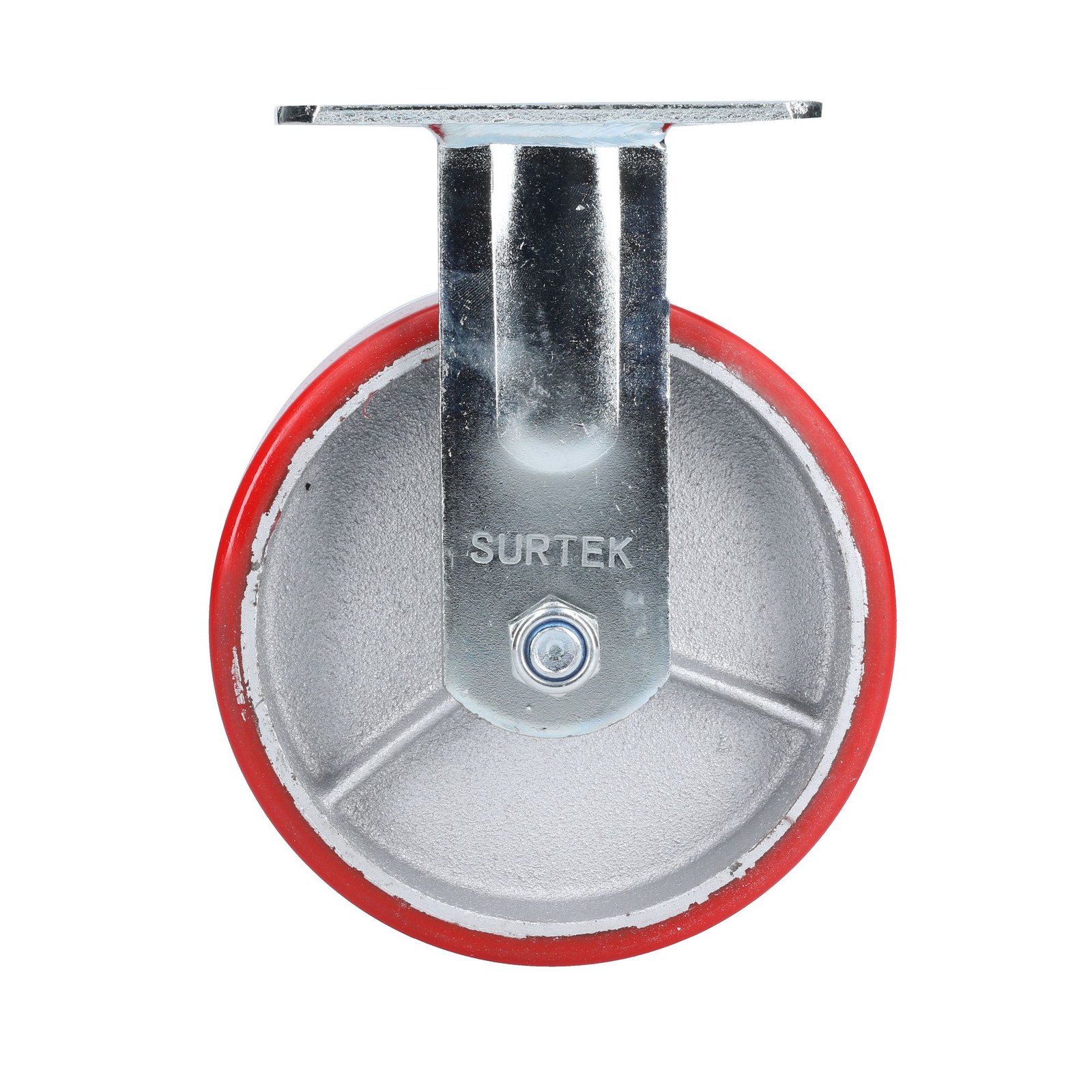 Rodaja de fierro con poliuretano rojo fija 6" Surtek - Imagen 3