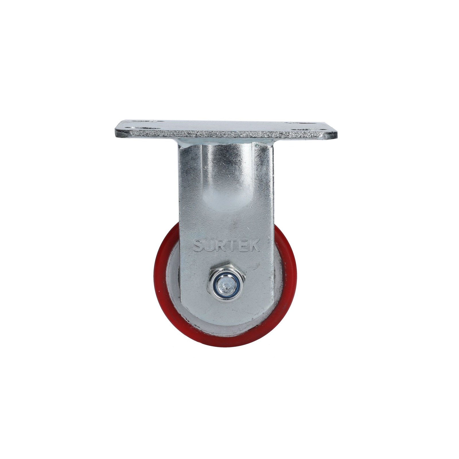 Rodaja de fierro con poliuretano rojo fija 3" Surtek - Imagen 3