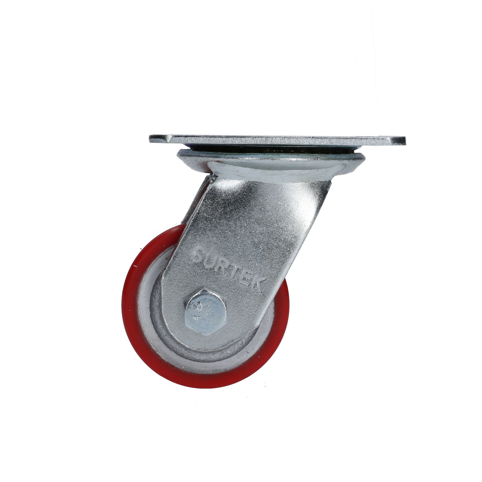 Rodaja de fierro con poliuretano rojo giratoria 3" Surtek - Imagen 3