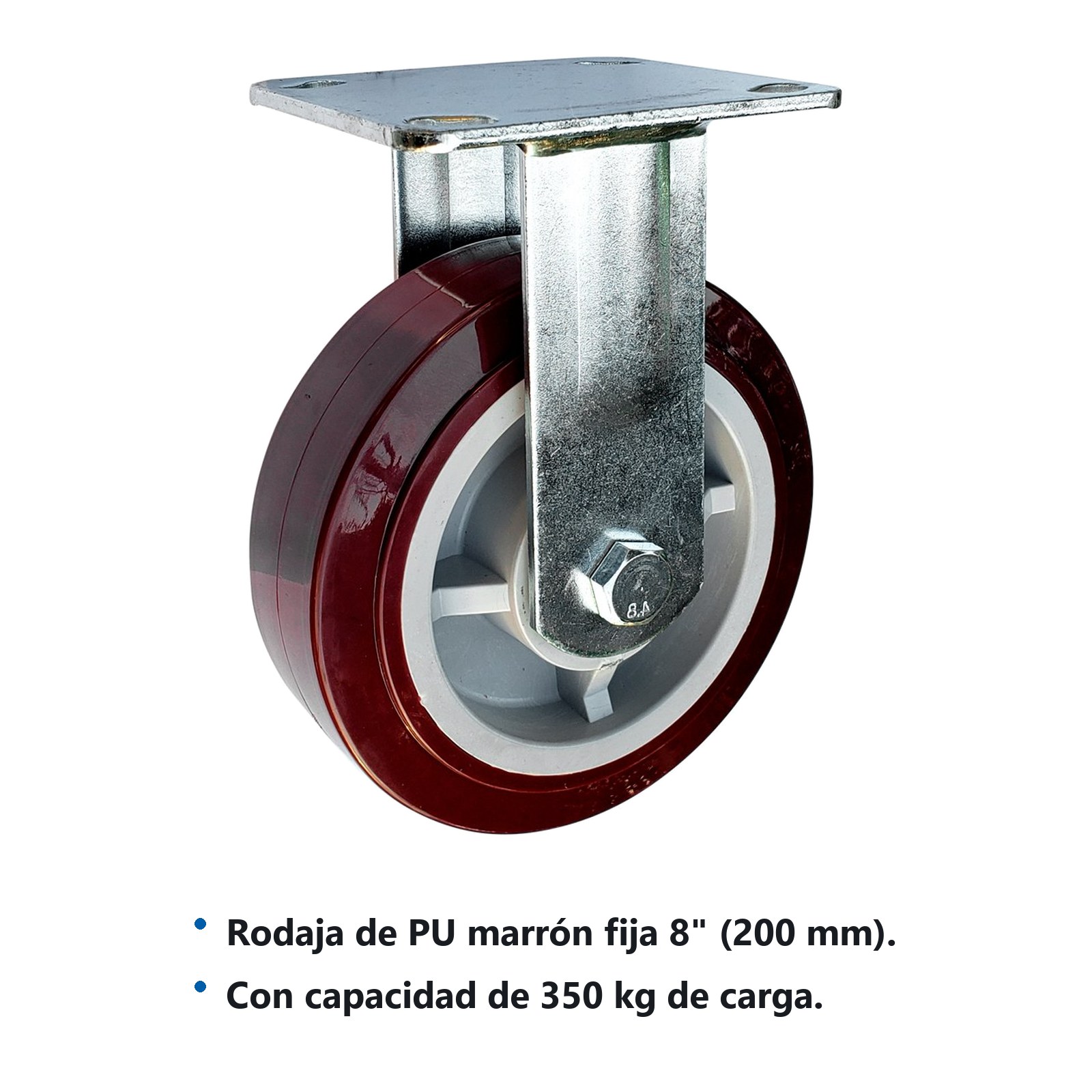 Rodaja de poliuretano marrón fija 8" Surtek - Imagen 2