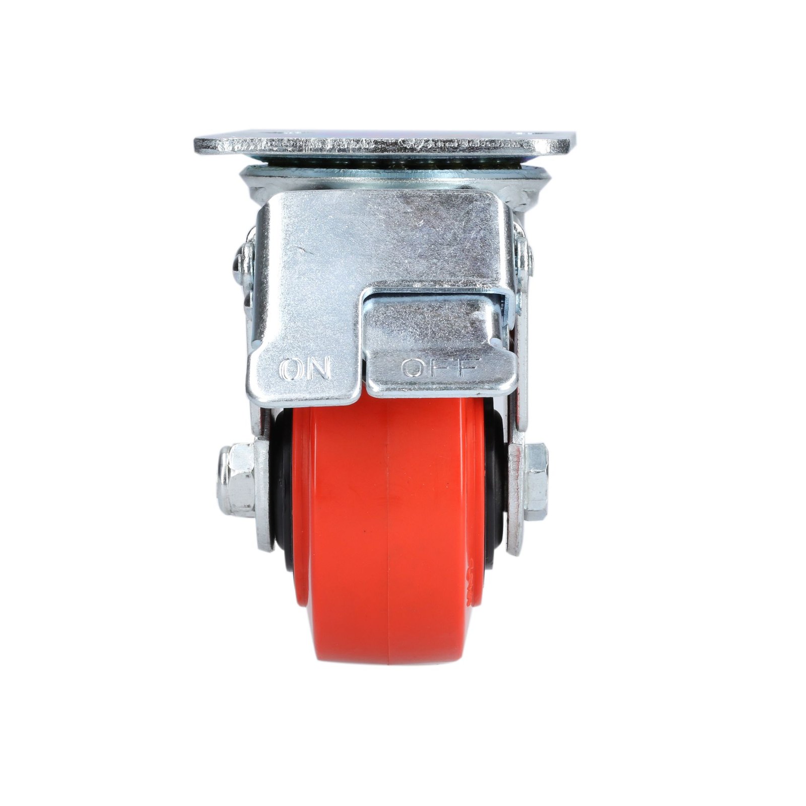 Rodaja de poliuretano rojo giratoria con freno 4" Surtek - Imagen 3