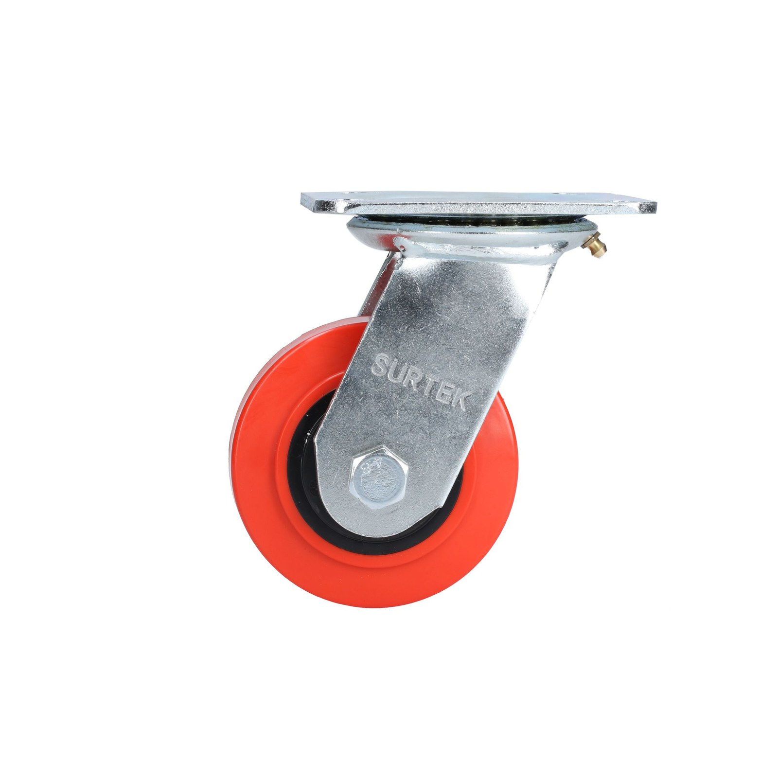 Rodaja de poliuretano rojo giratoria 4" Surtek - Imagen 3