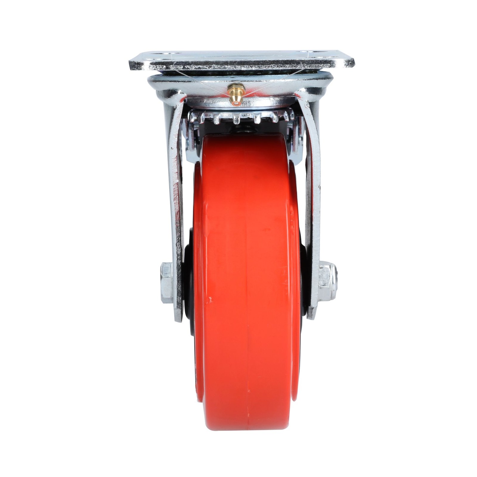Rodaja de poliuretano rojo giratoria con freno 6" Surtek - Imagen 2