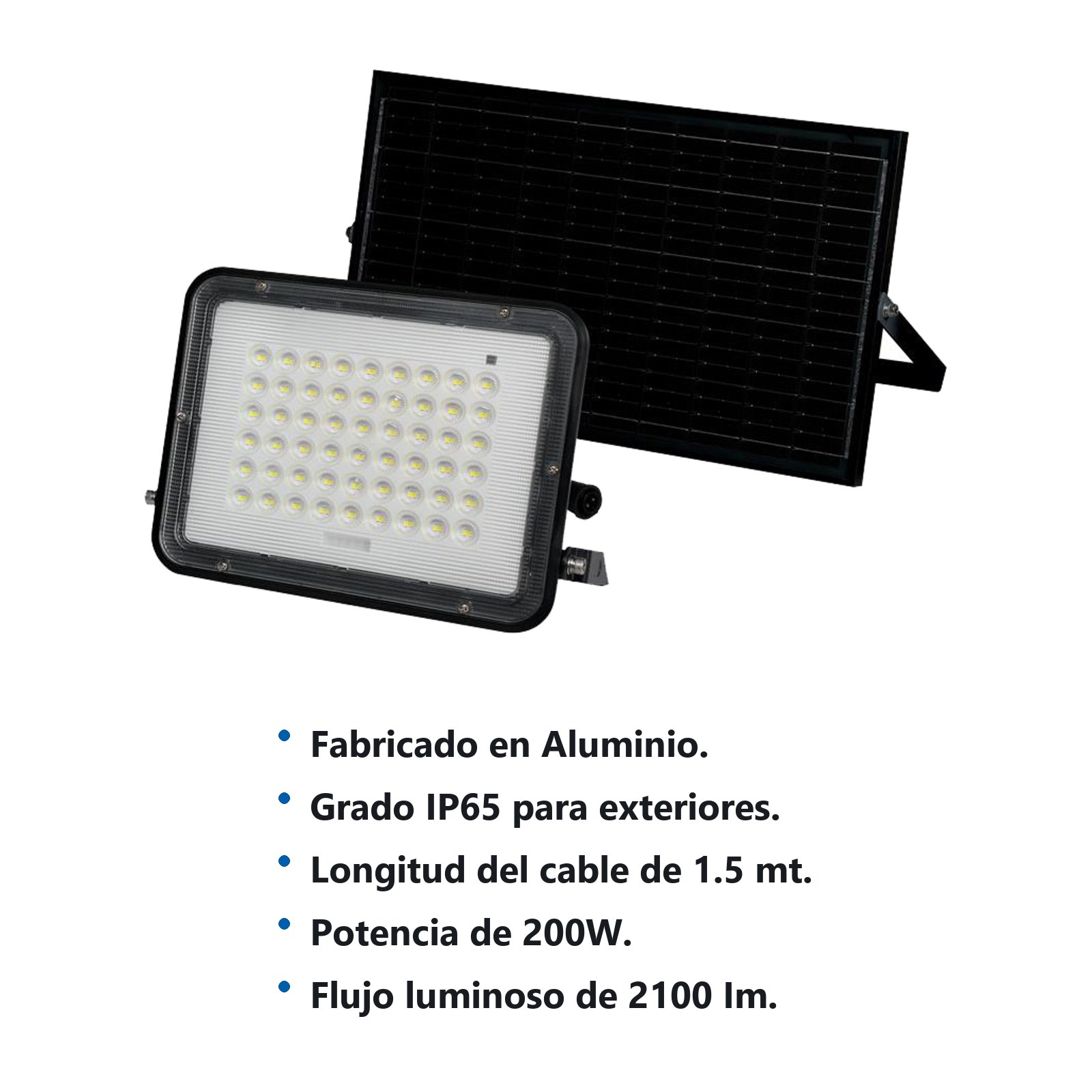 Reflector de LED SMD solar 200 W de 2400 lm Foy - Imagen 2