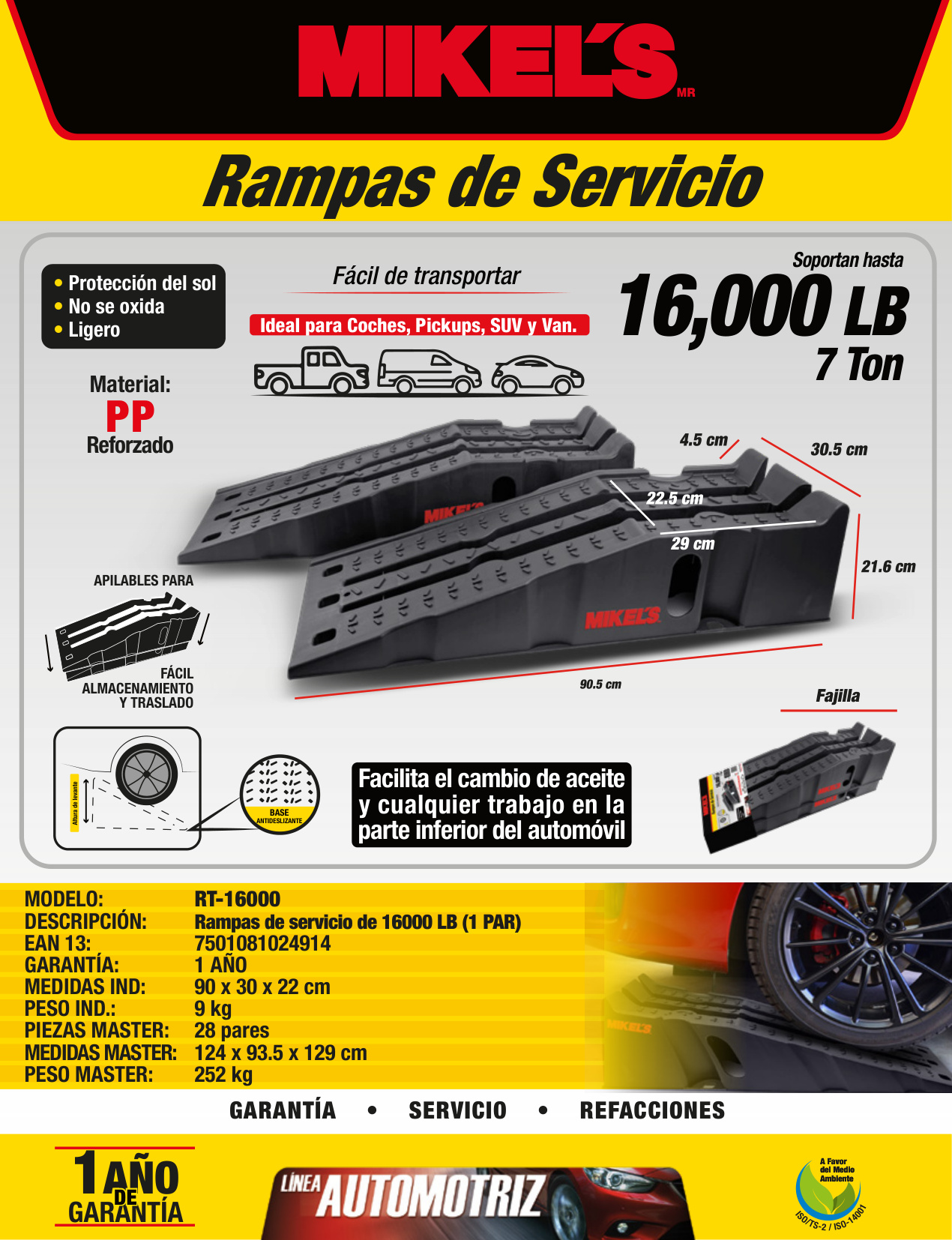 MIKELS RT-16000 Rampas para servicio 16,000 lbs (1 Par) - Imagen 4