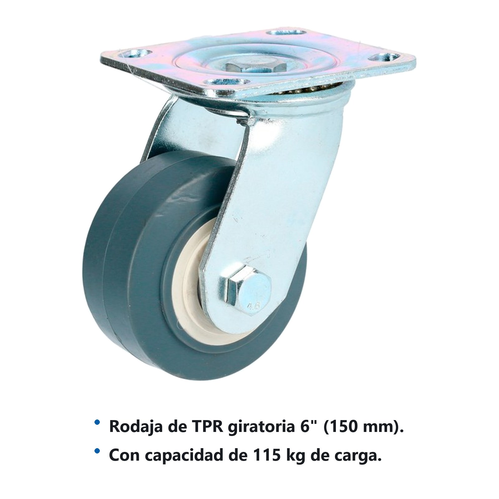 Rodaja de TPR gris giratoria 6" Surtek - Imagen 2