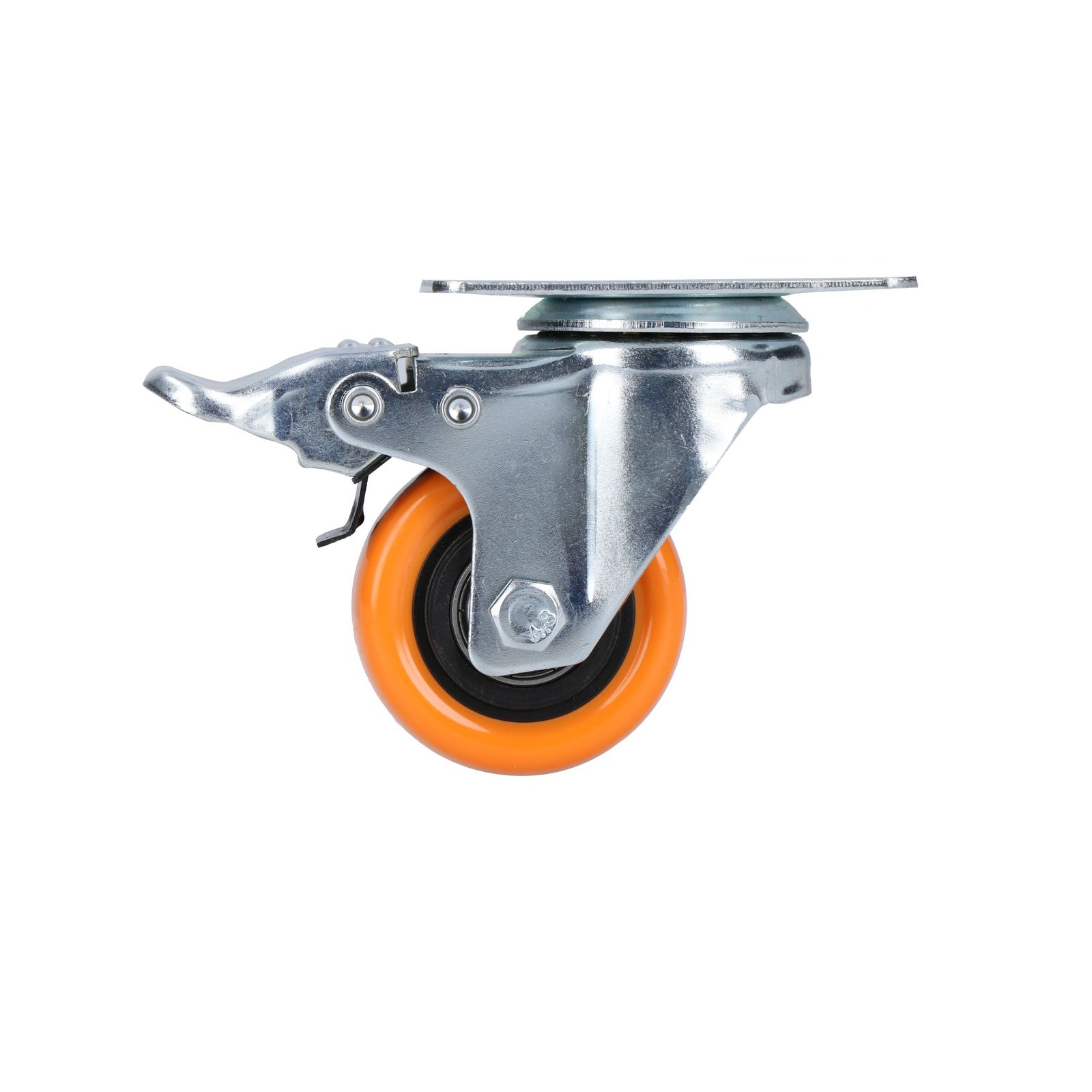 Rodaja de PVC naranja giratoria con freno 2" Surtek - Imagen 3