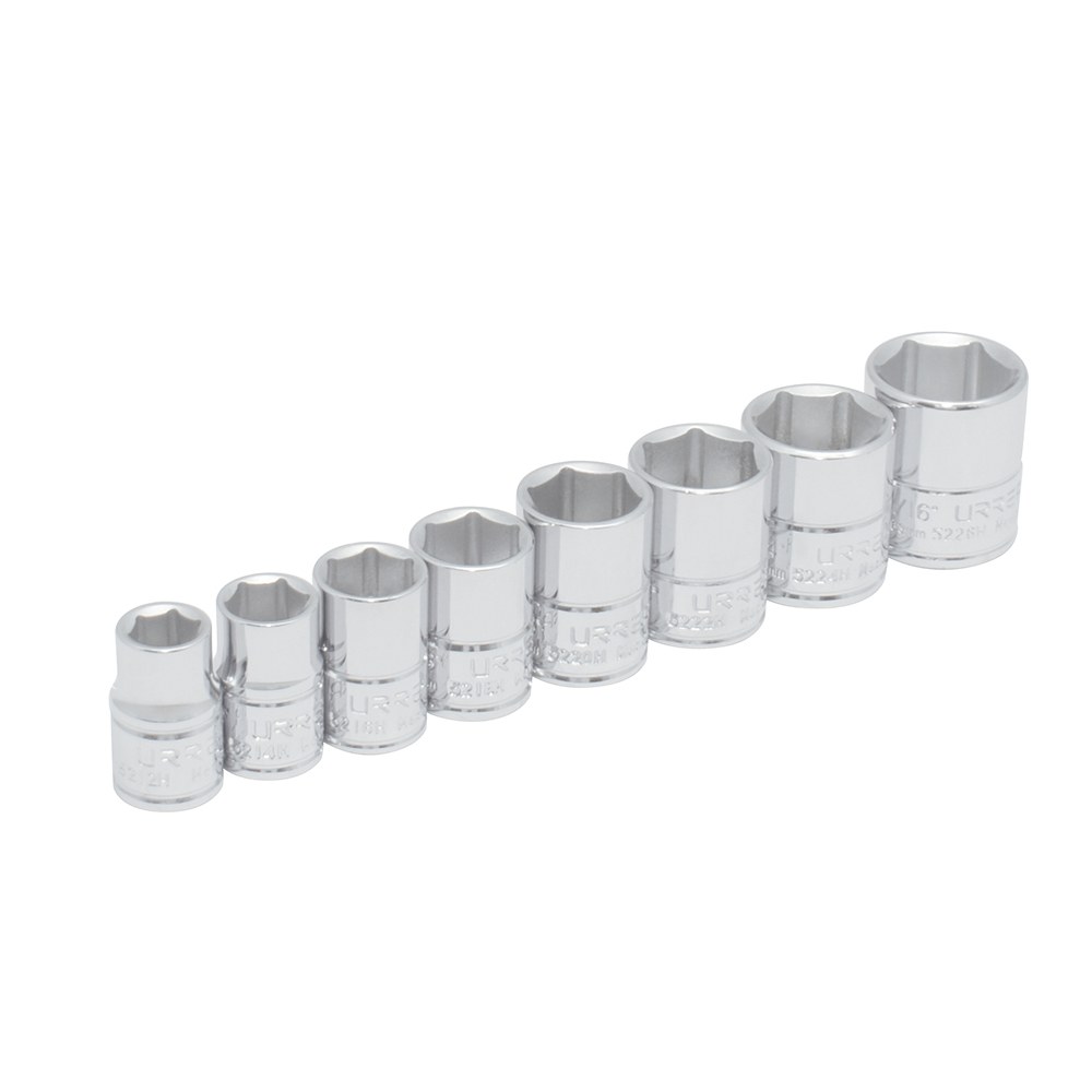 Juego de dados cuadro de 3/8", 6 puntas, en pulgadas, 8 piezas Urrea