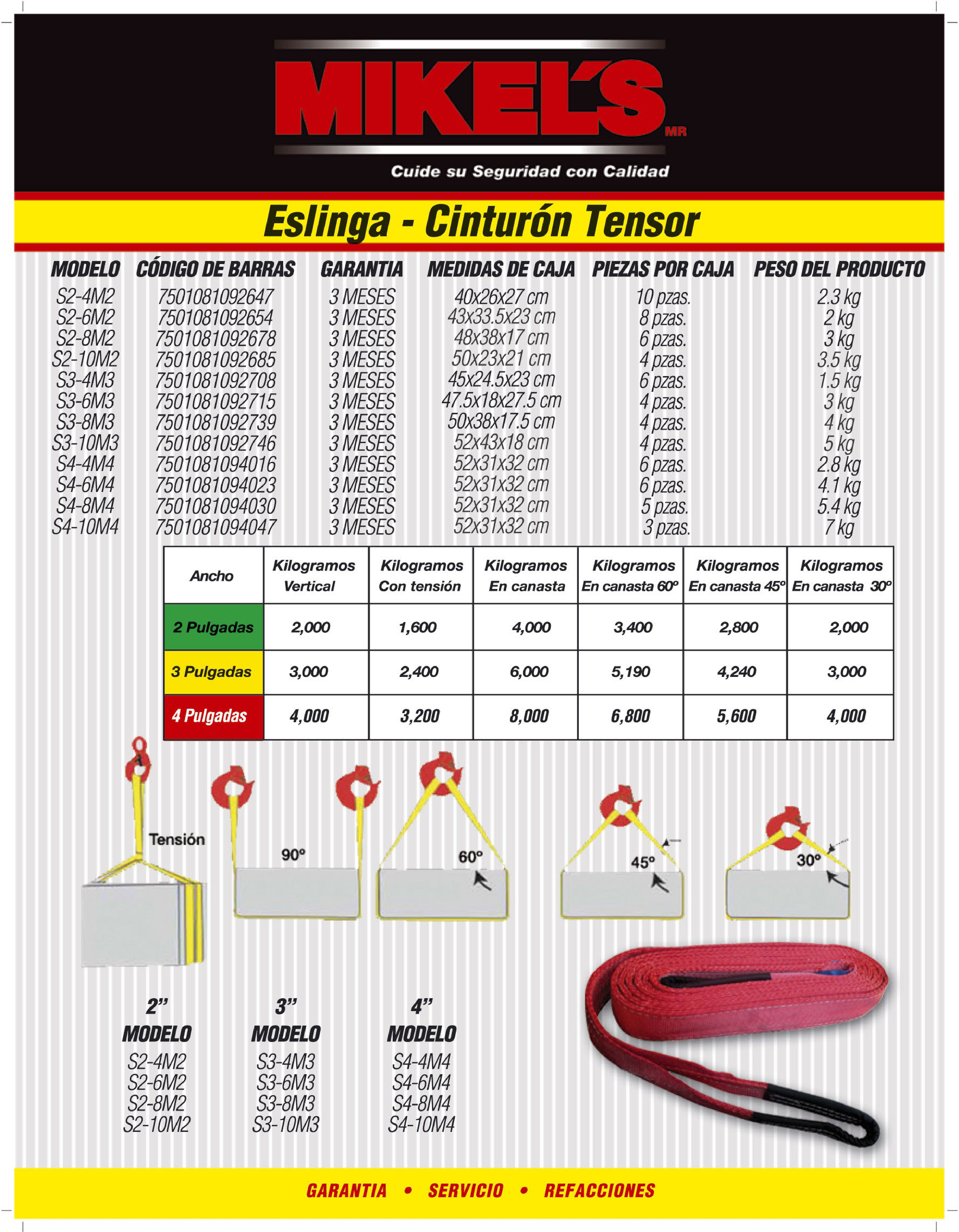 MIKELS S4-4M4 Eslinga - Cinturón Tensor 4 mts, Ancho 4´´ - Imagen 4