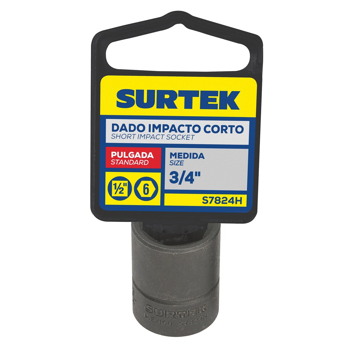 Dado de impacto cuadro de 1/2", 6 puntas, en pulgadas, 3/4" Surtek - Imagen 2