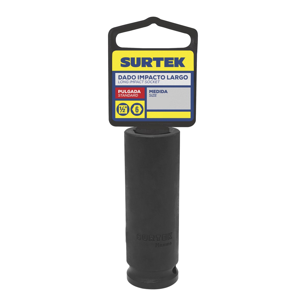 Dado de impacto largo cuadro de 1/2", 6 puntas, en pulgadas, 1-1/4" Surtek - Imagen 2