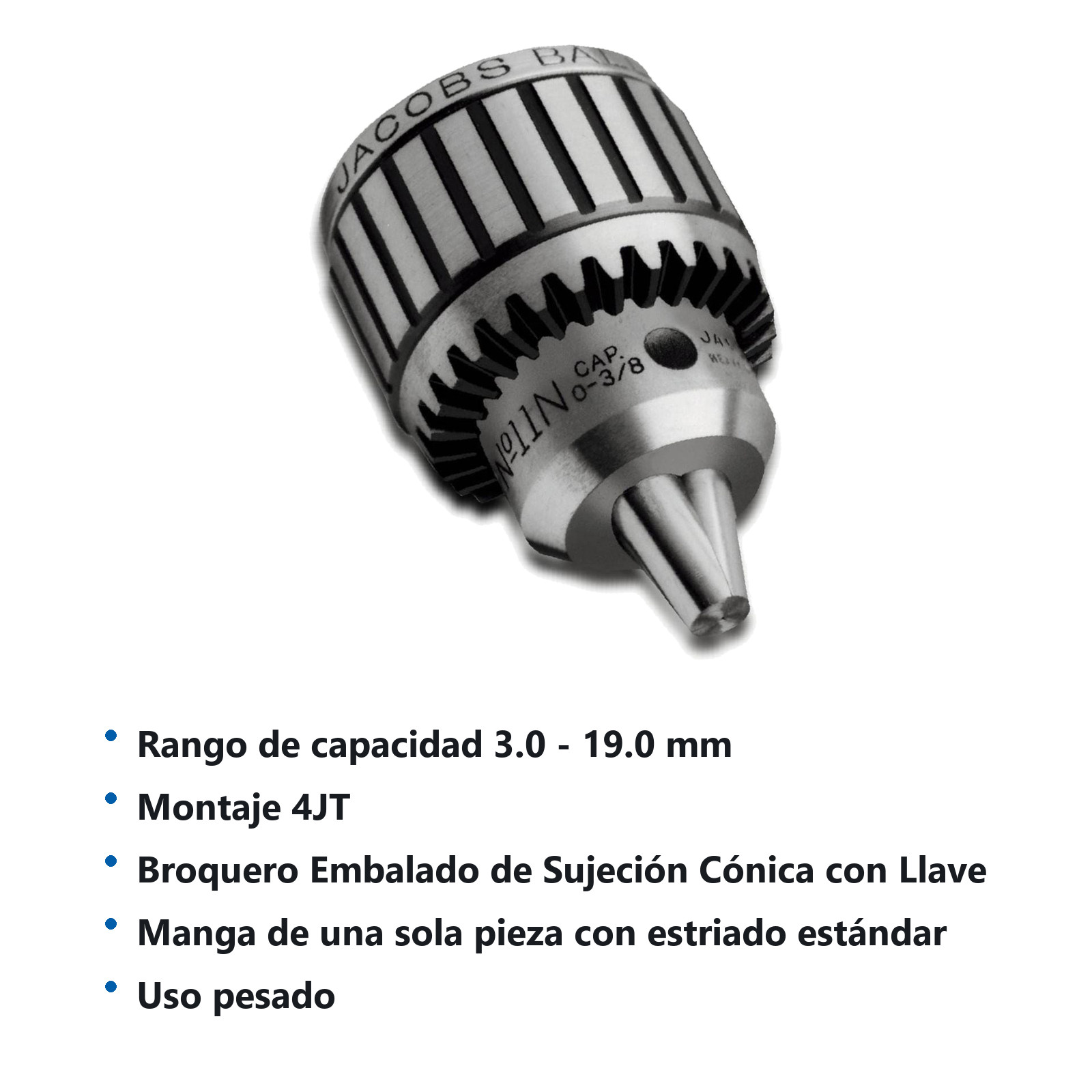 BROQ.JACOBS C/LLAVE 3/4" JT4 18N C/K4 - Imagen 2