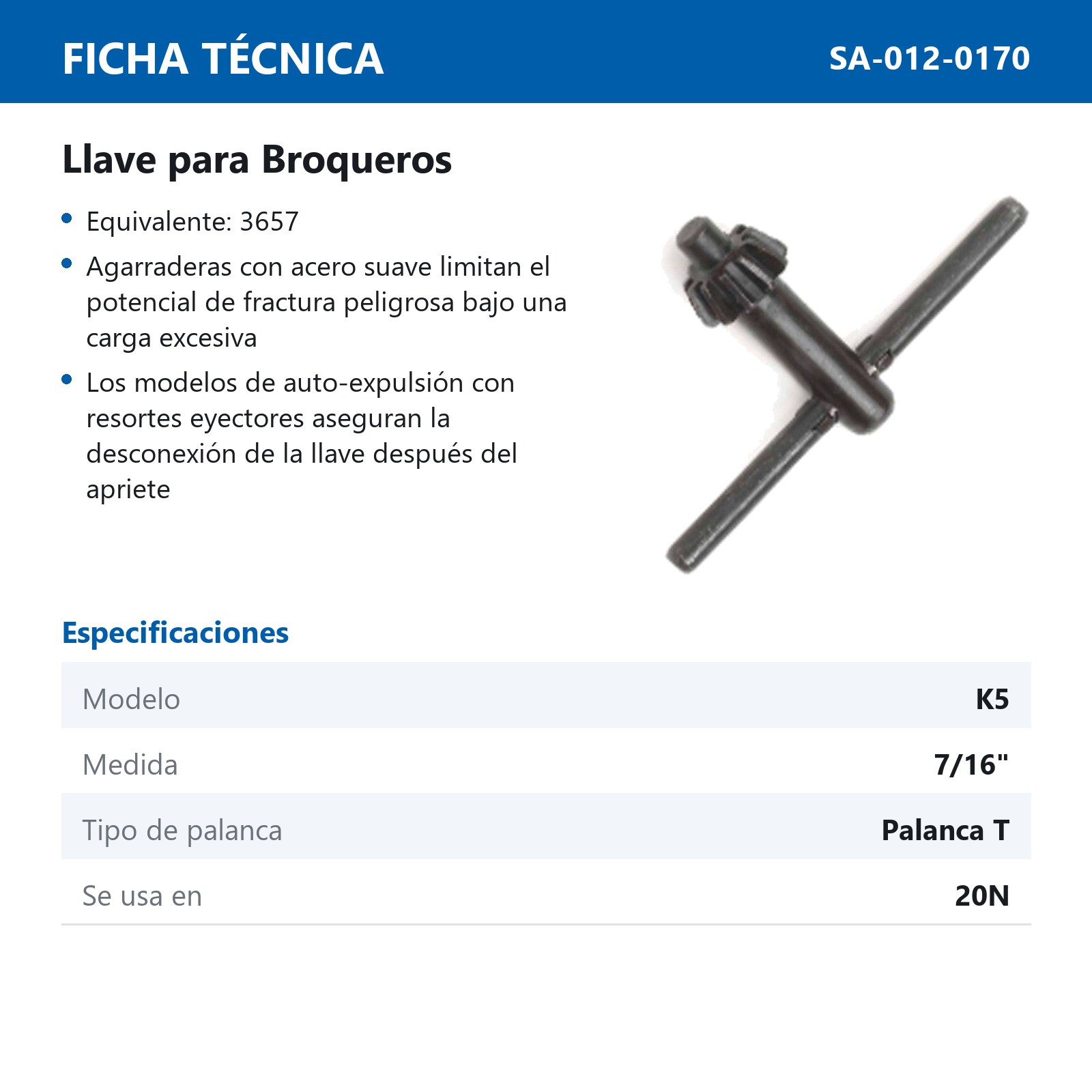 LLAVE JACOBS K5 - Imagen 2