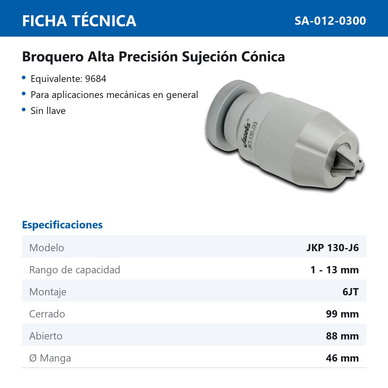 BROQ.JACOBS 0-1/2" JKP 130-J6 - Imagen 2
