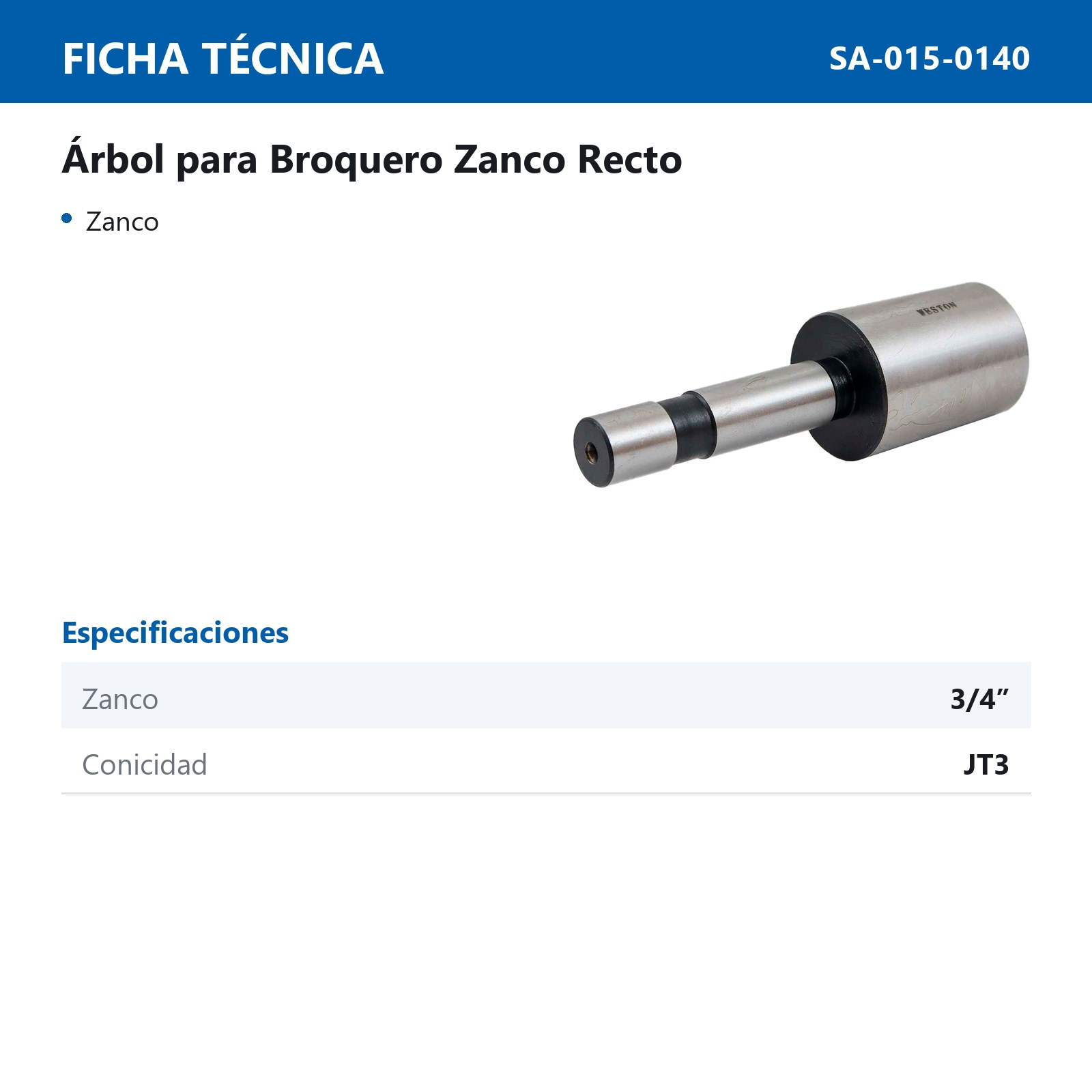 ARBOL P/BROQUERO 3/4" - JT3 - Imagen 2