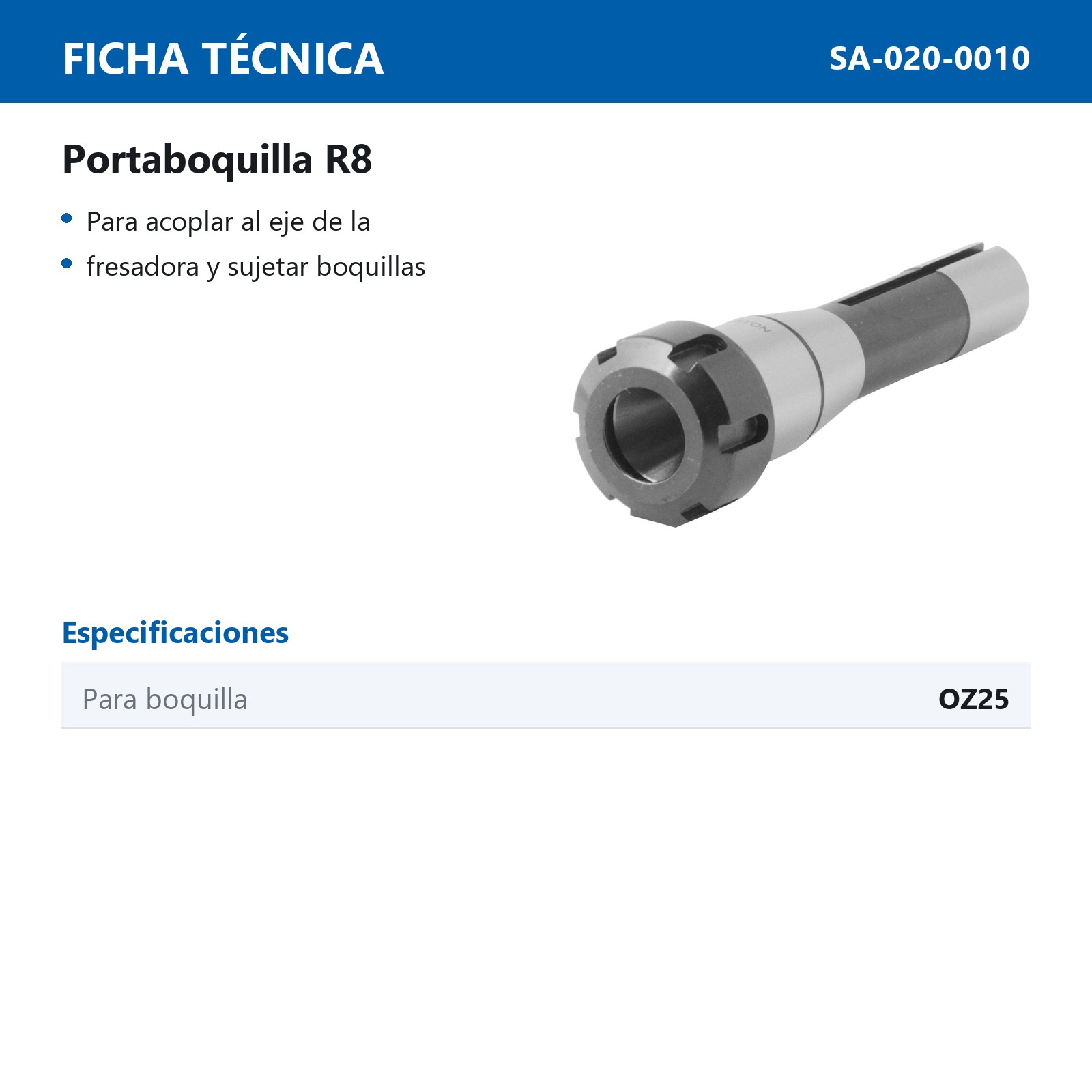 CONO R8 PORTABOQUILLA P/OZ25 ROSCA (7/16"-20) - Imagen 2