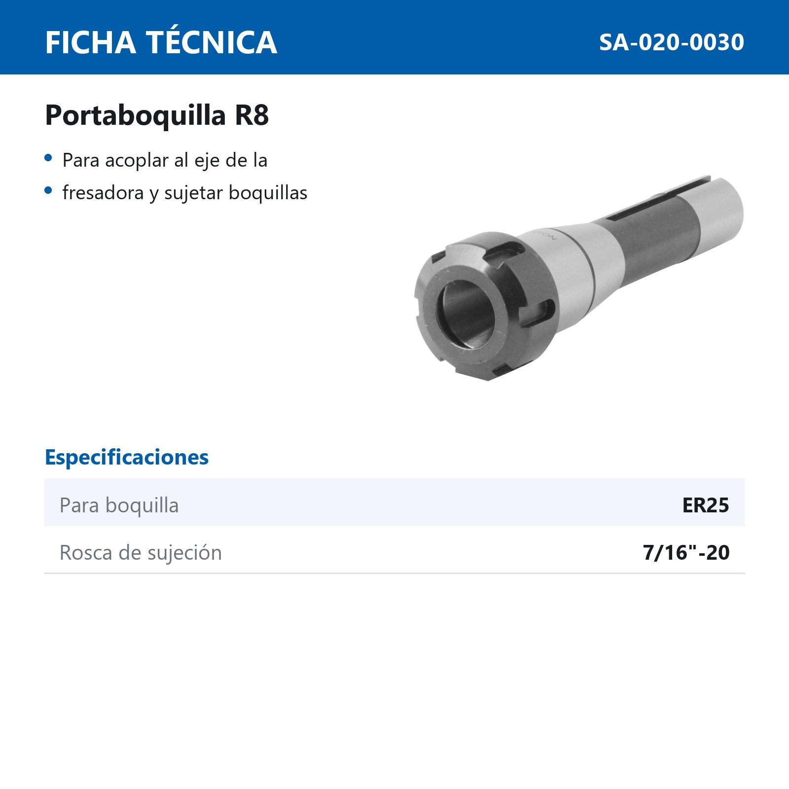CONO R8 PORTABOQUILLA P/ER25 ROSCA (7/16"-20) - Imagen 2