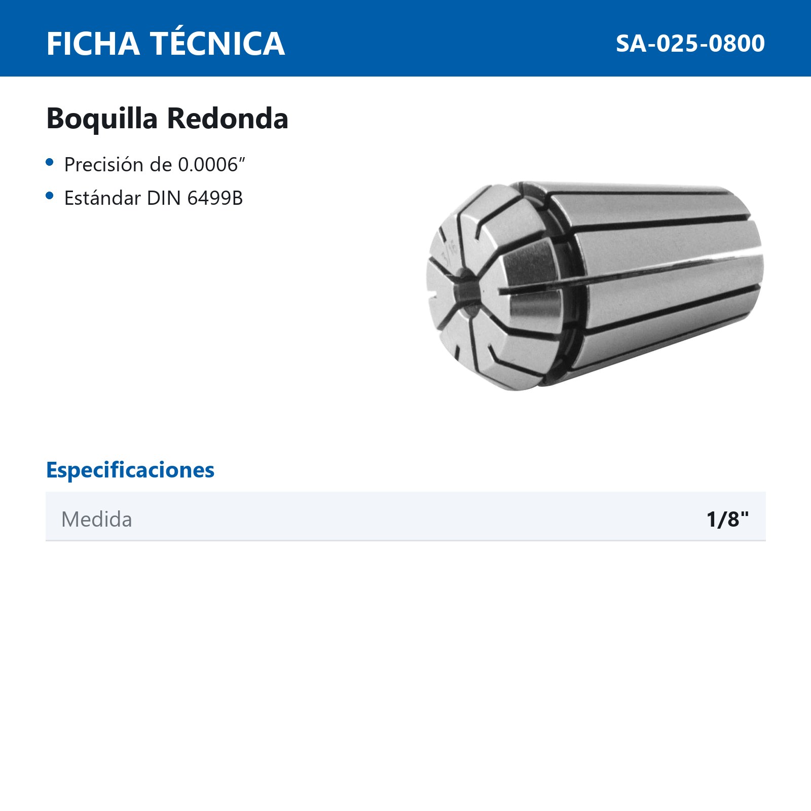 BOQUILLA REDONDA TIPO ER20 1/8" - Imagen 2