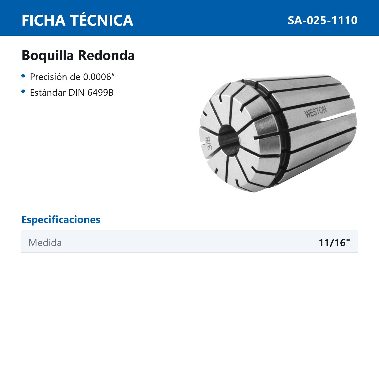 BOQUILLA REDONDA TIPO ER32 11/16" - Imagen 2