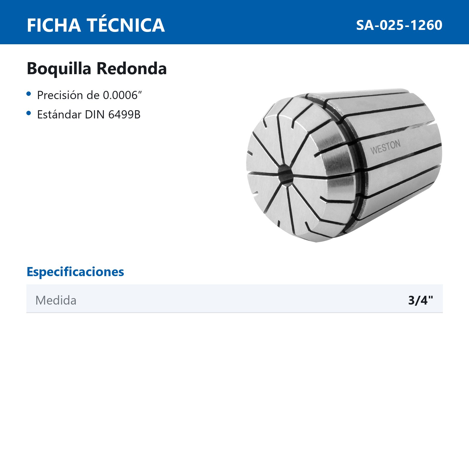 BOQUILLA REDONDA TIPO ER40 3/4" - Imagen 2