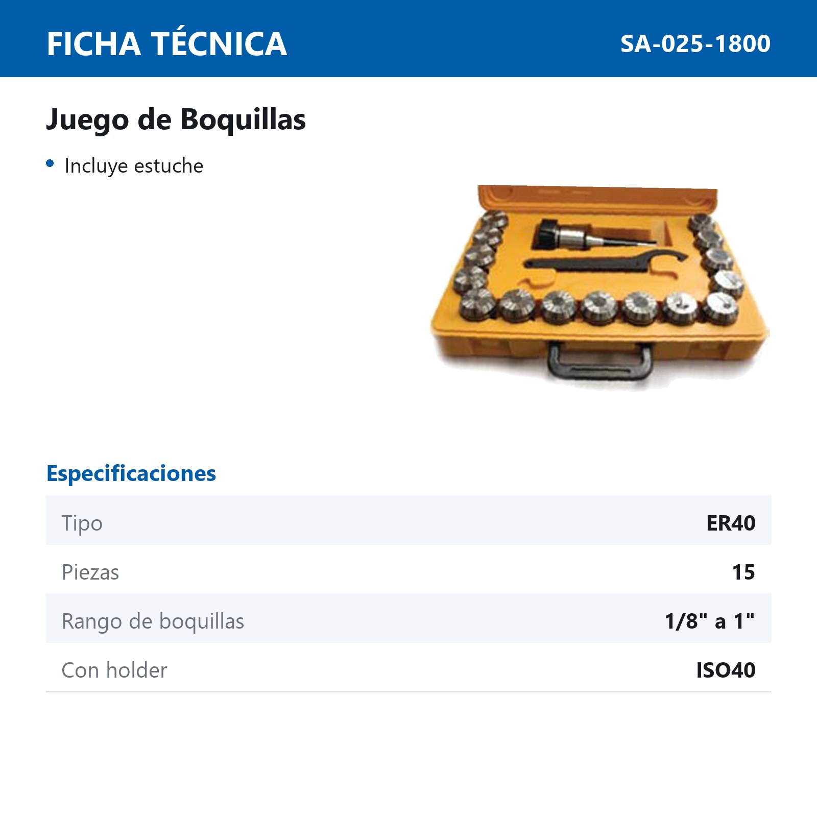 BOQUILLAS ER40 1/8-1"  CON HOLDER ISO40 - Imagen 2