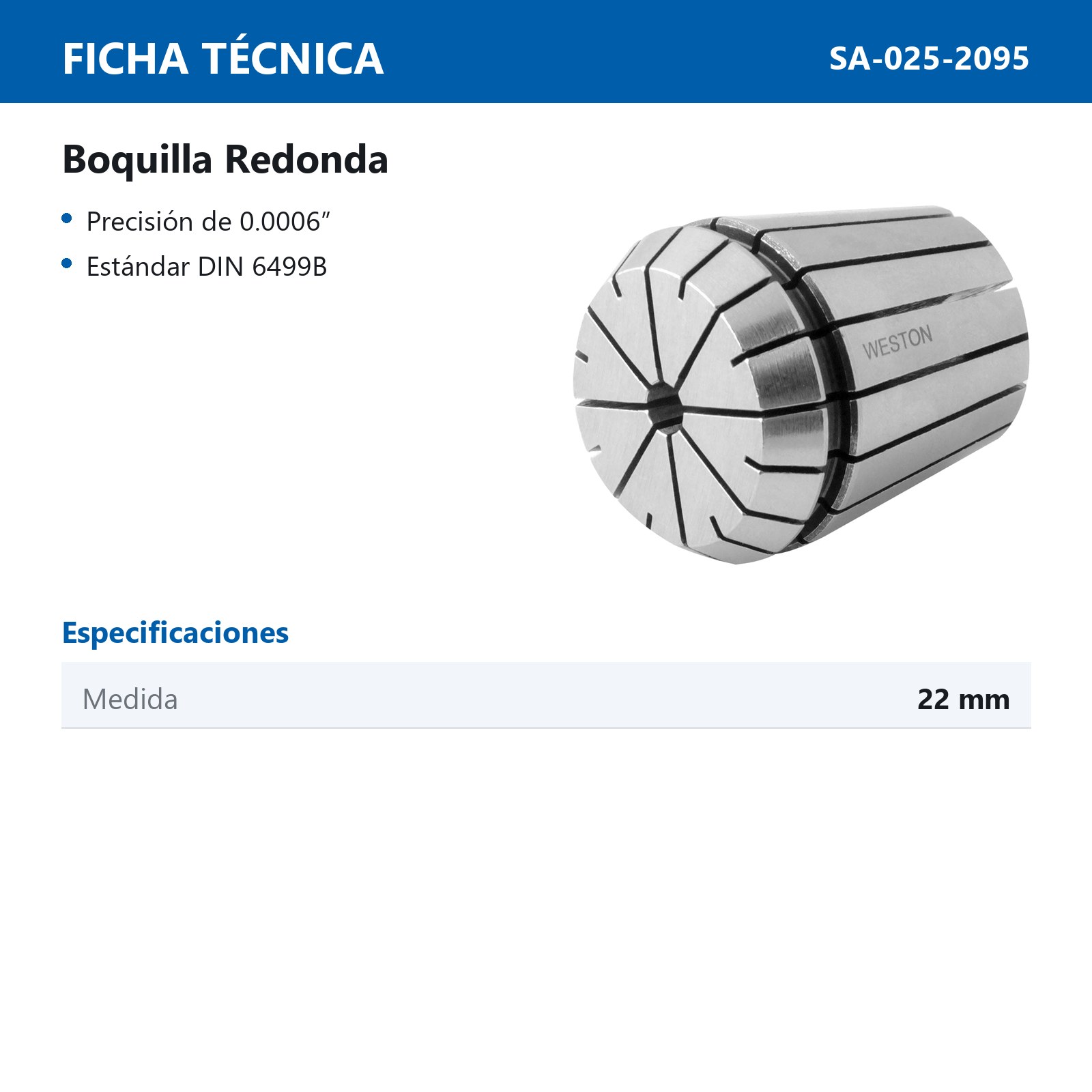 BOQUILLA REDONDA TIPO ER40 22MM - Imagen 2