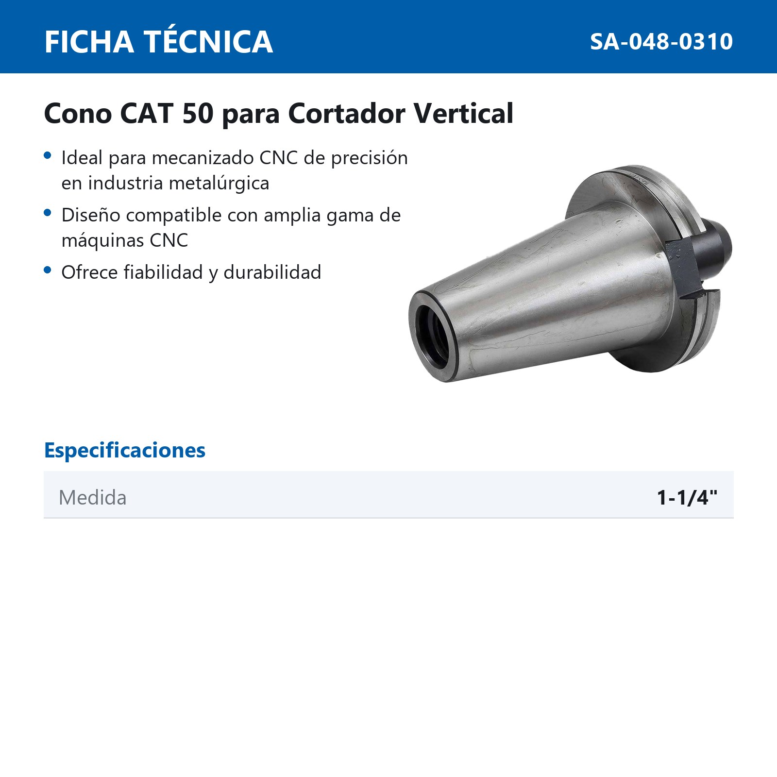 CONO CAT50 P/CORTADOR VERTICAL 1-1/4" - Imagen 3